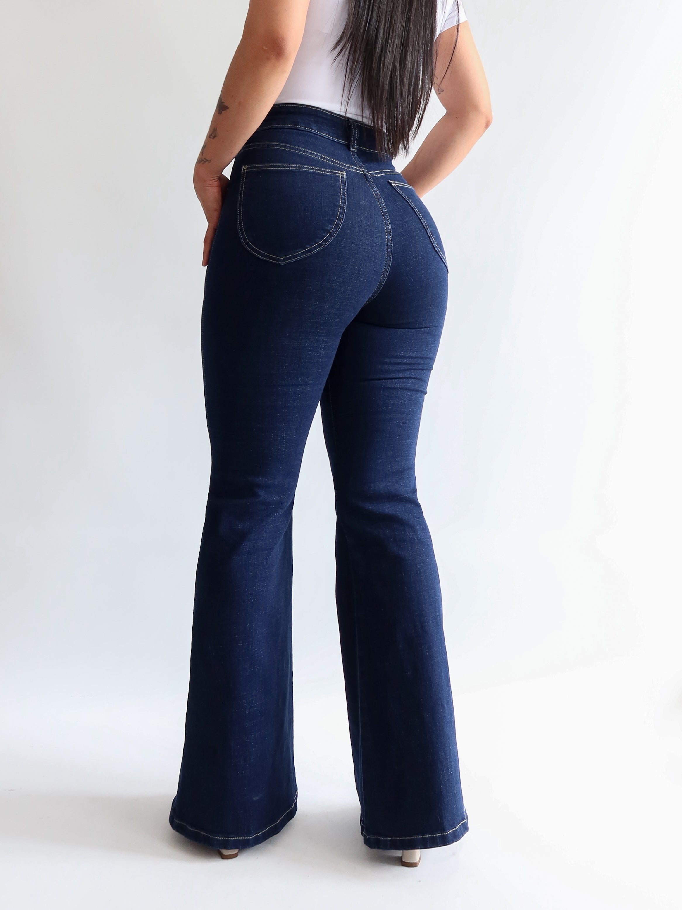 Flare jeans regular azul oscuro