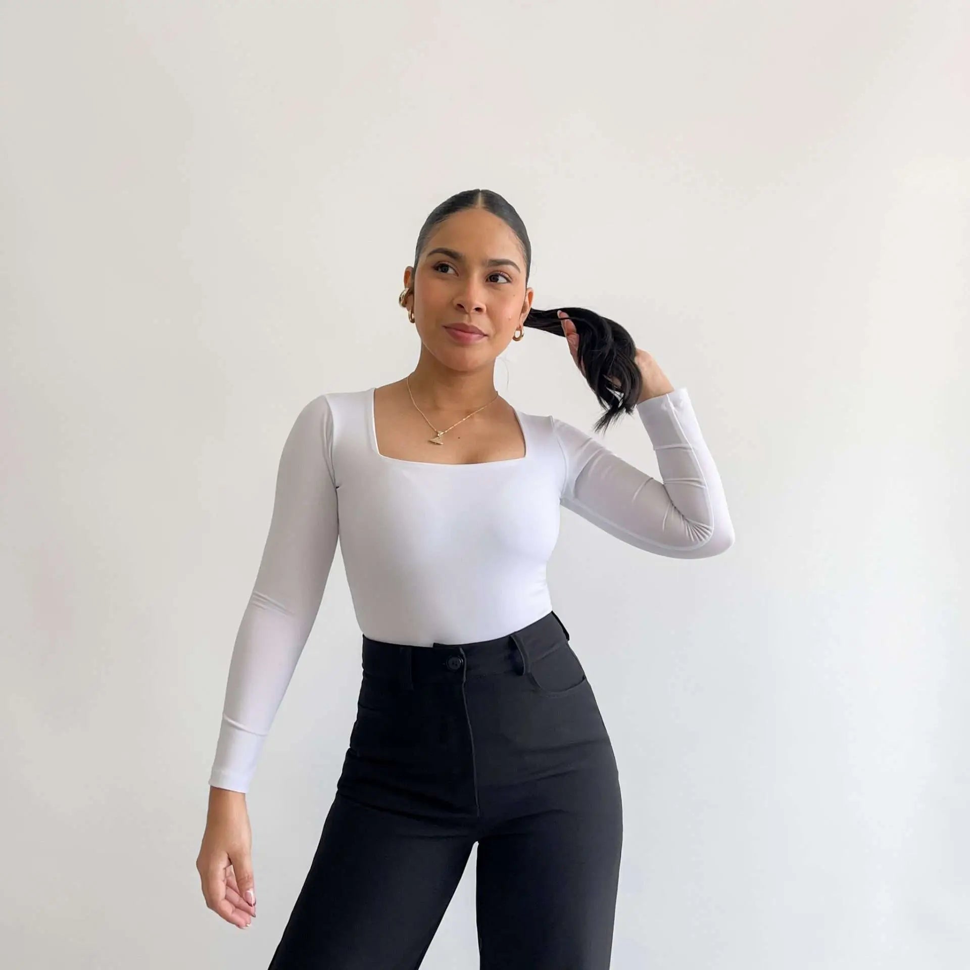 Body manga larga blanco