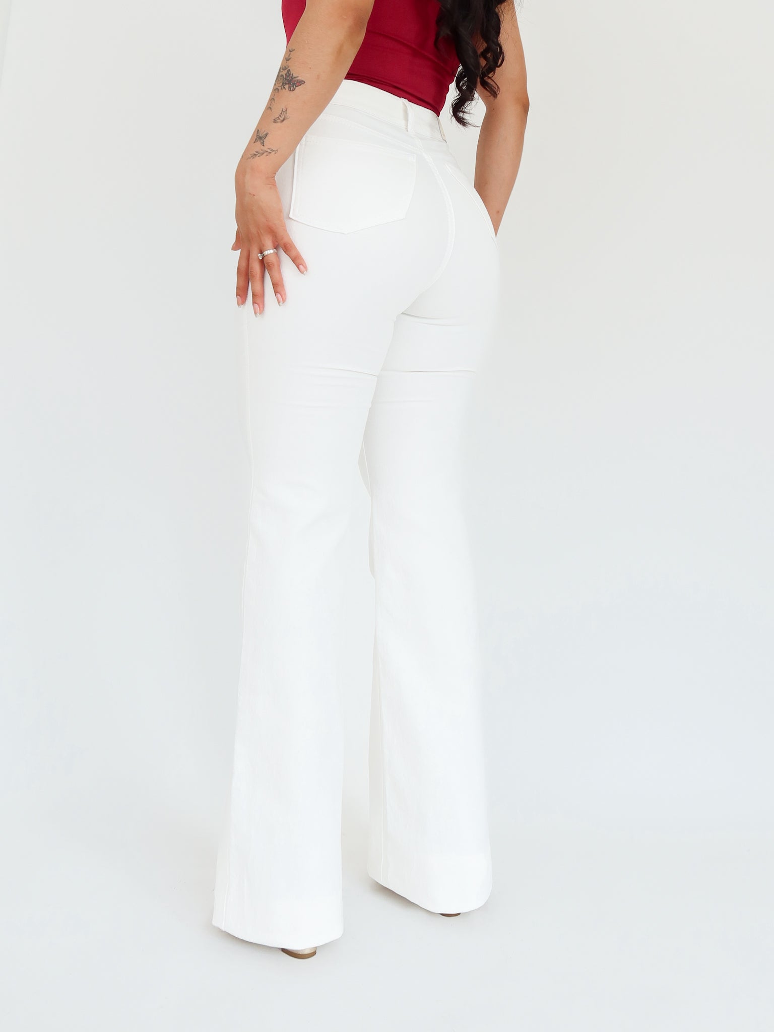 Bootcut long jeans off white