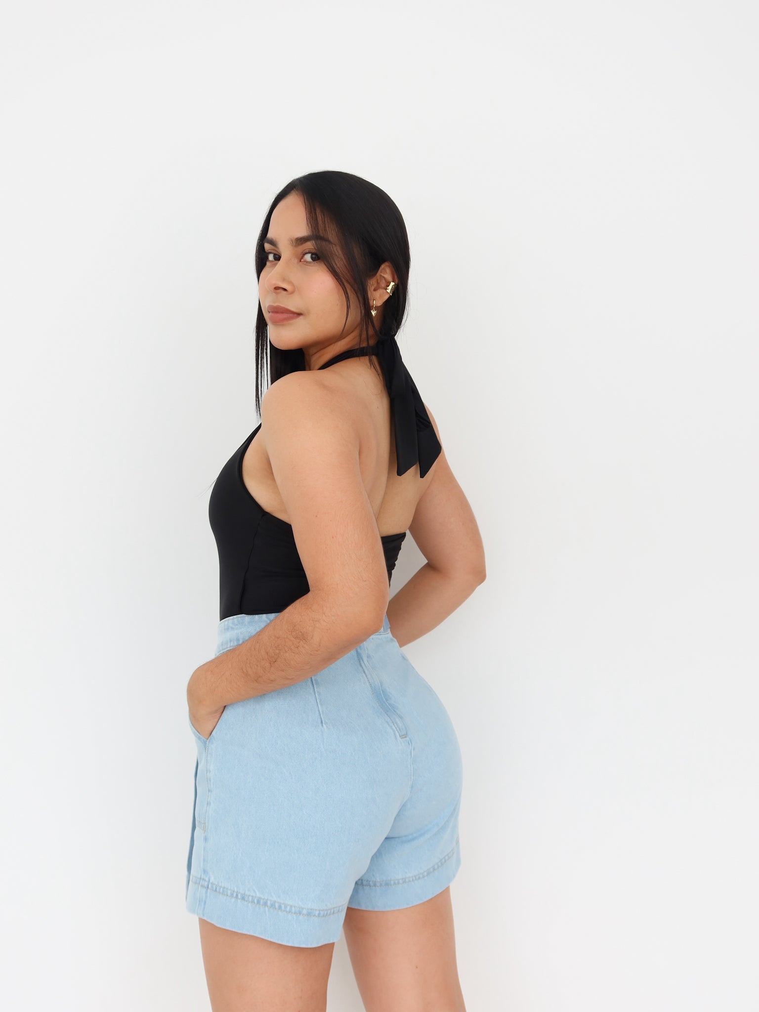 Falda short topacio azul hielo