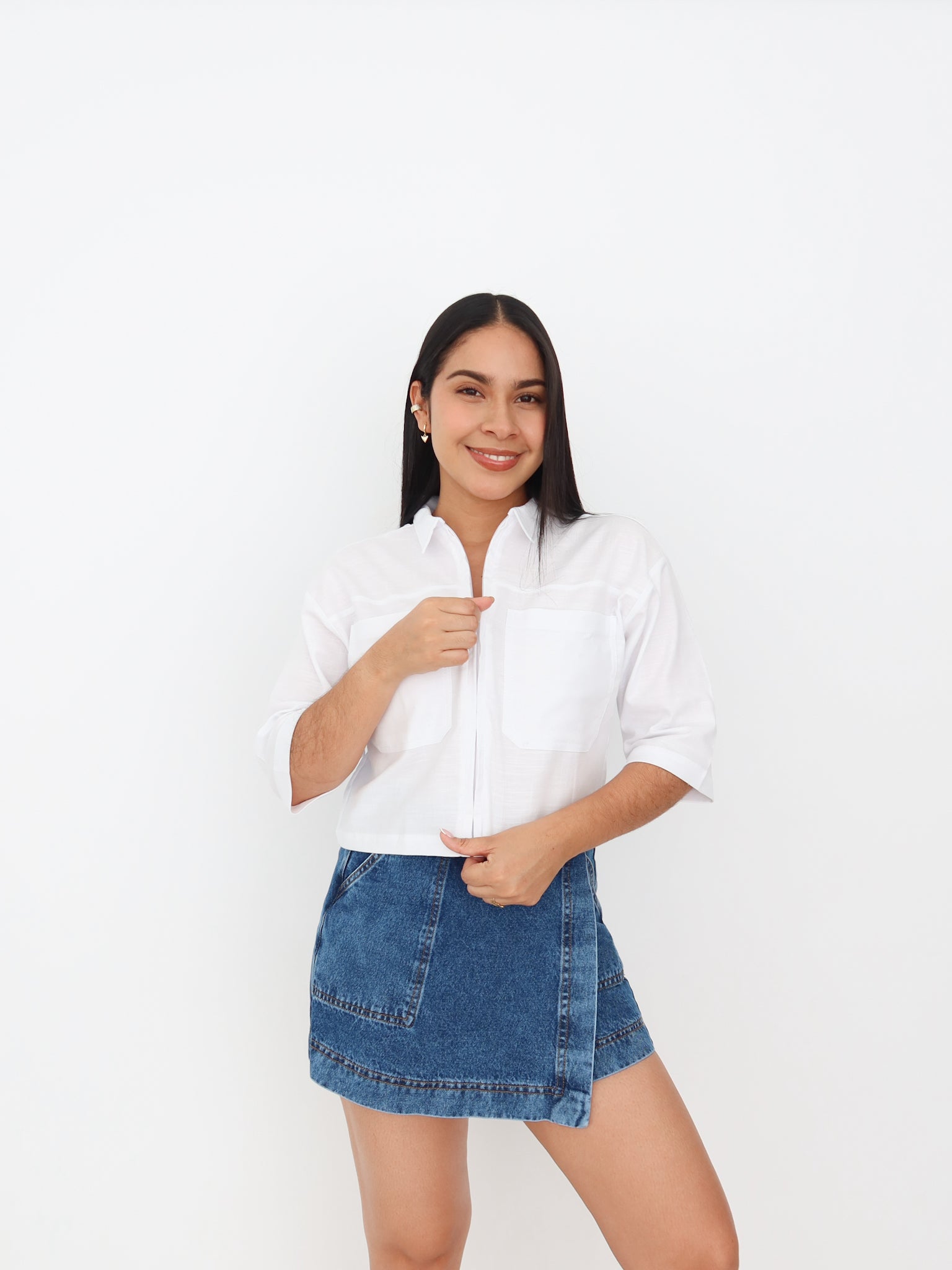 Cami cropped roma blanca