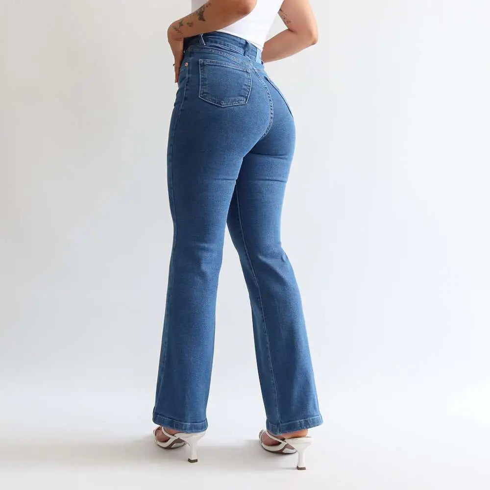 Mini bootcut jeans clasico azul medio