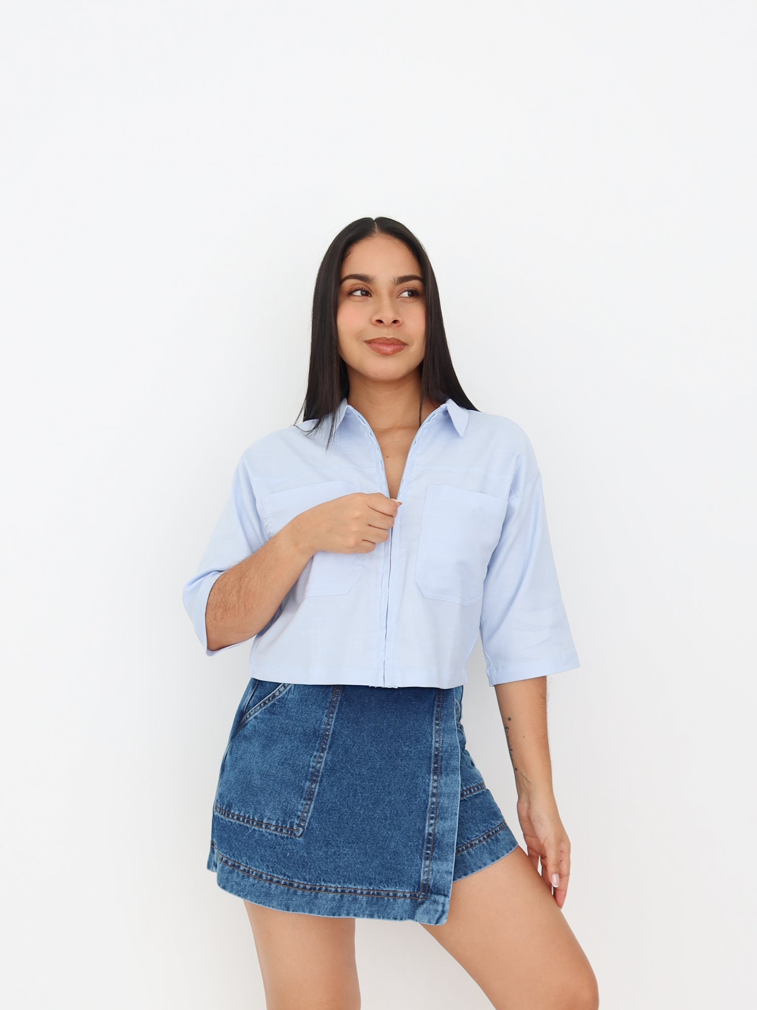 Cami cropped roma celeste