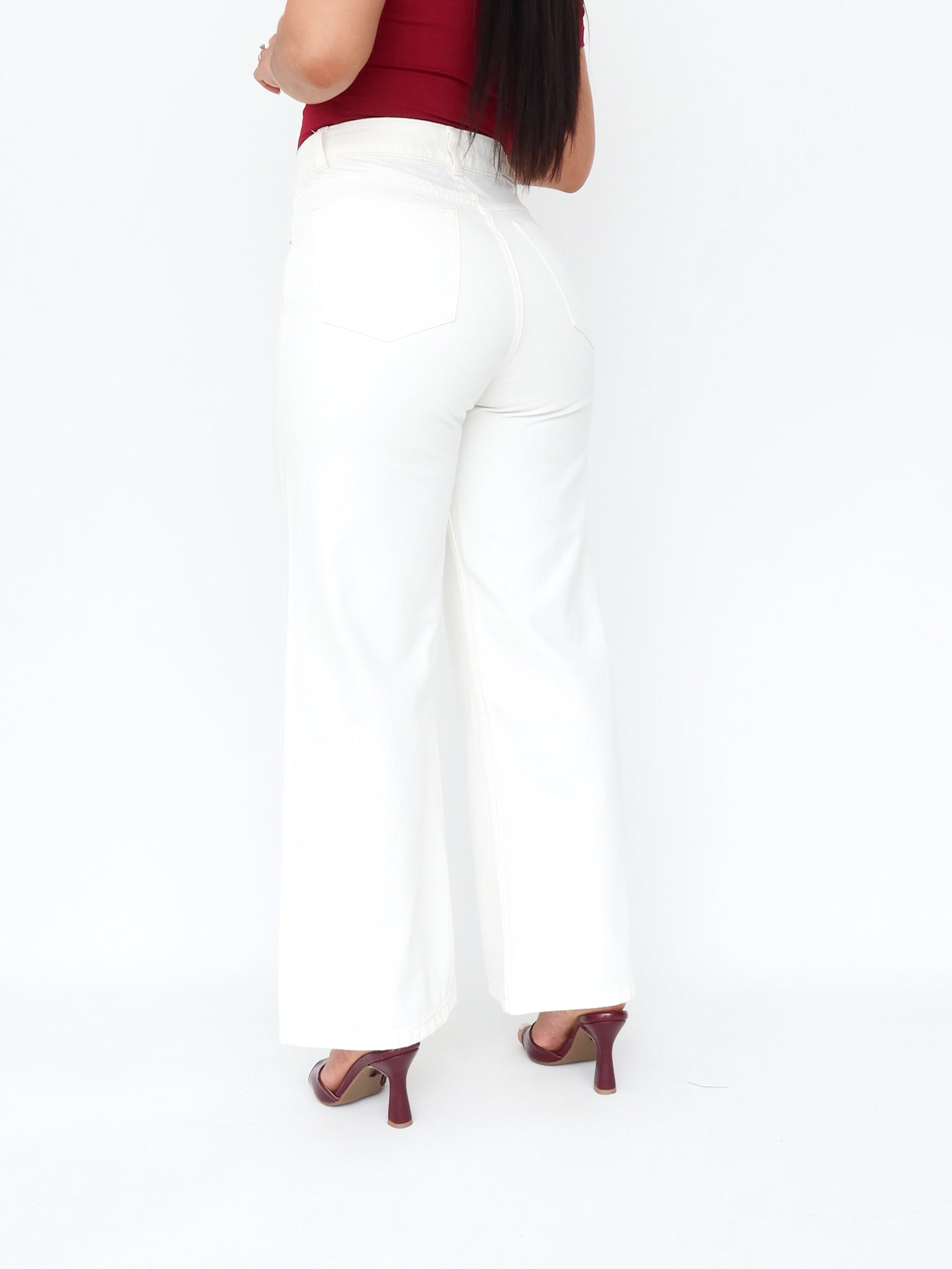 Mini wide leg jeans off white