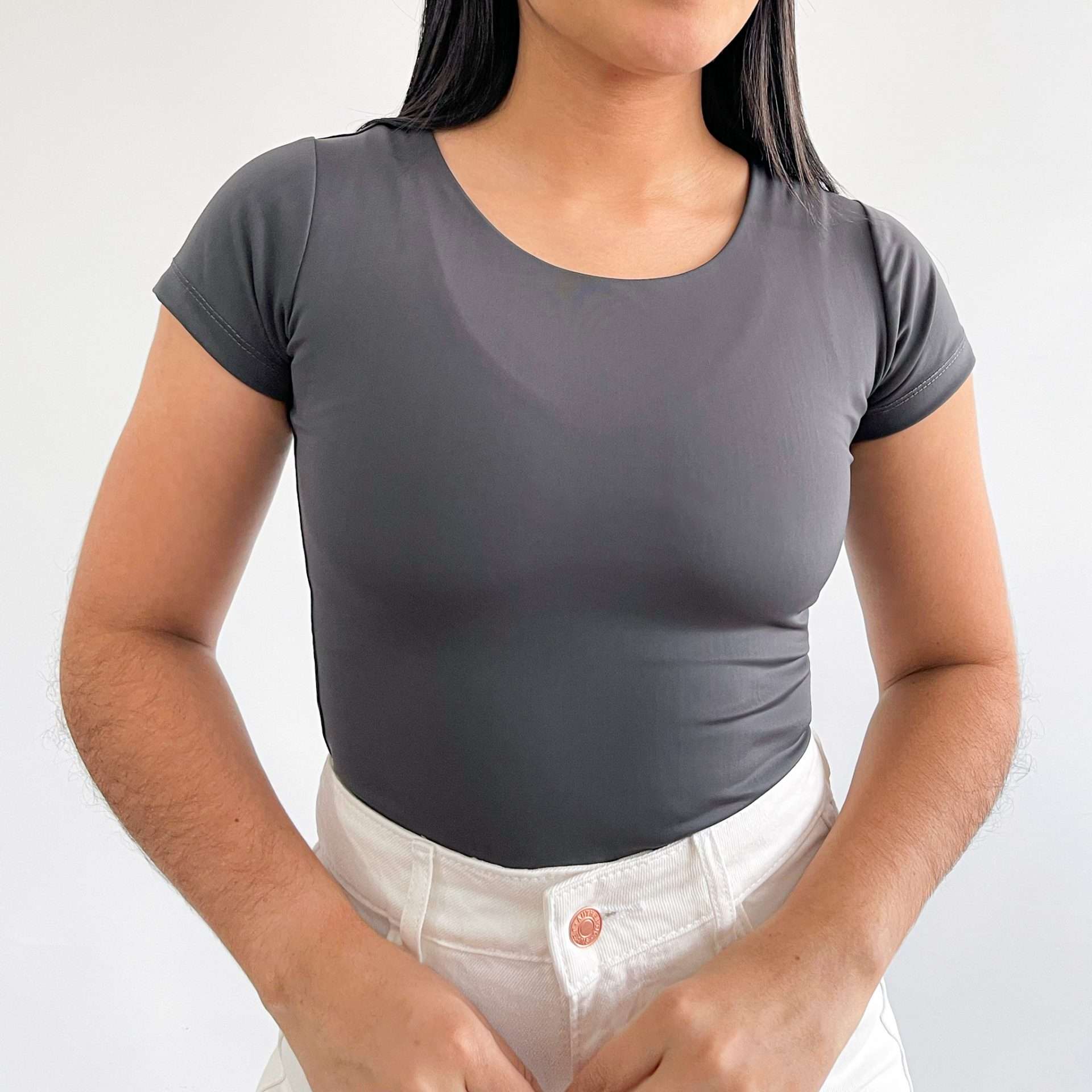 Body manga corta gris