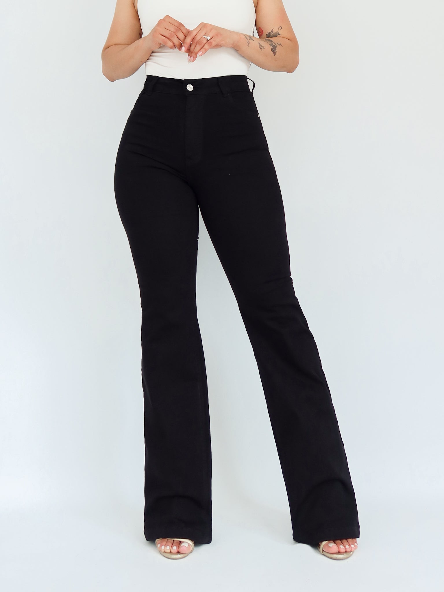 Bootcut long jeans negro