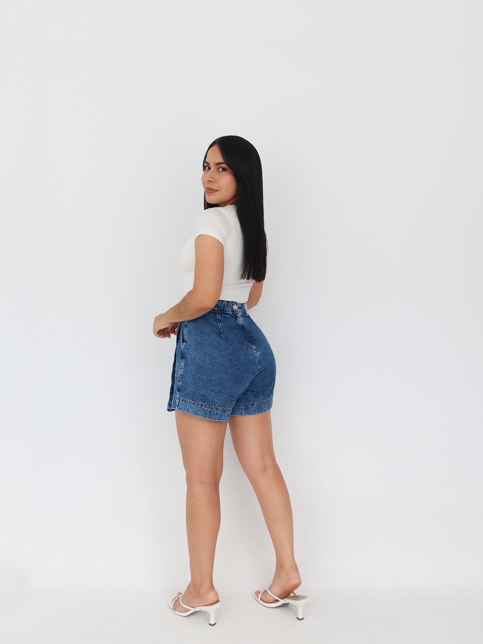Falda short topacio azul jaspeado