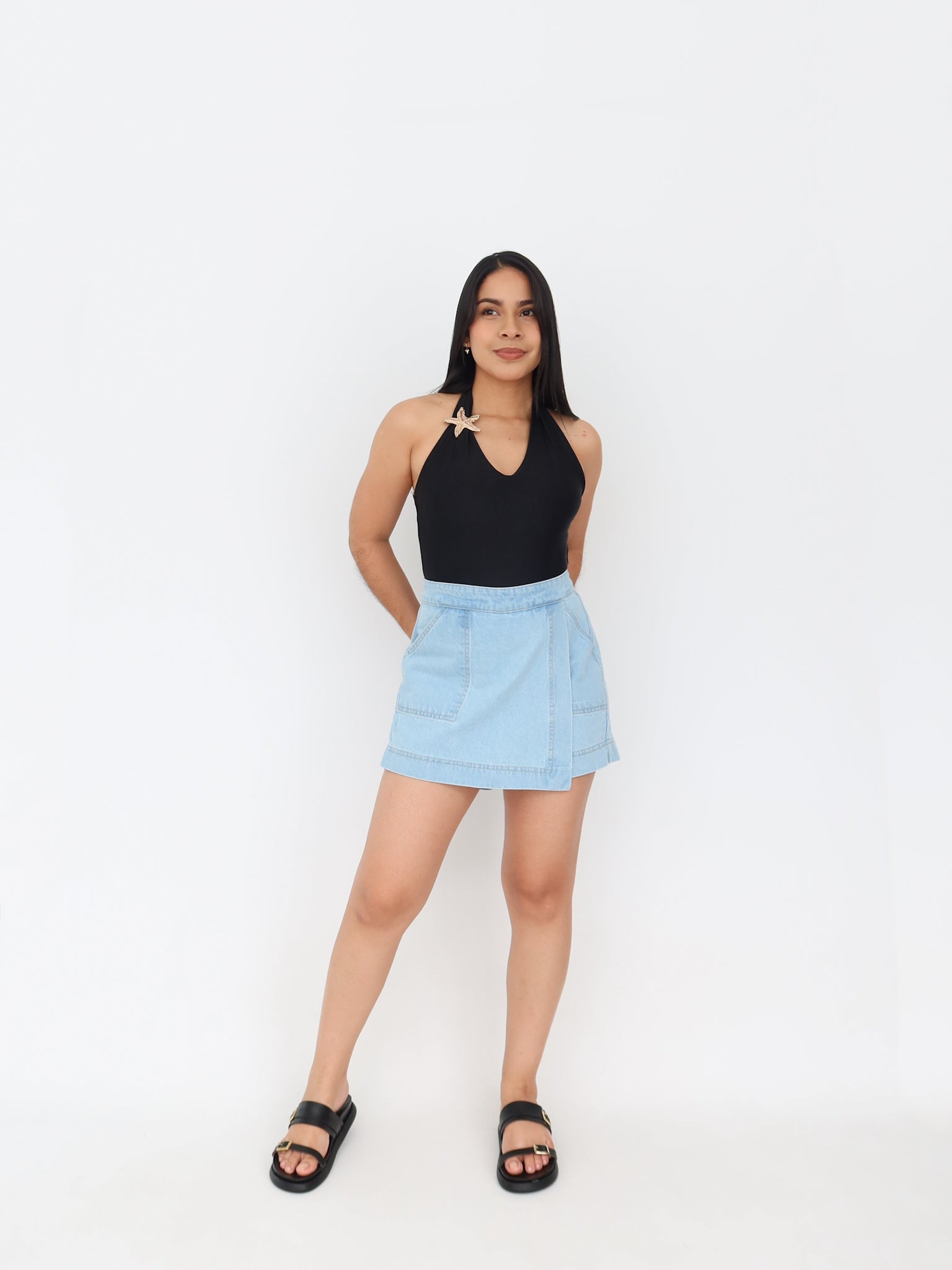 Falda short topacio azul hielo