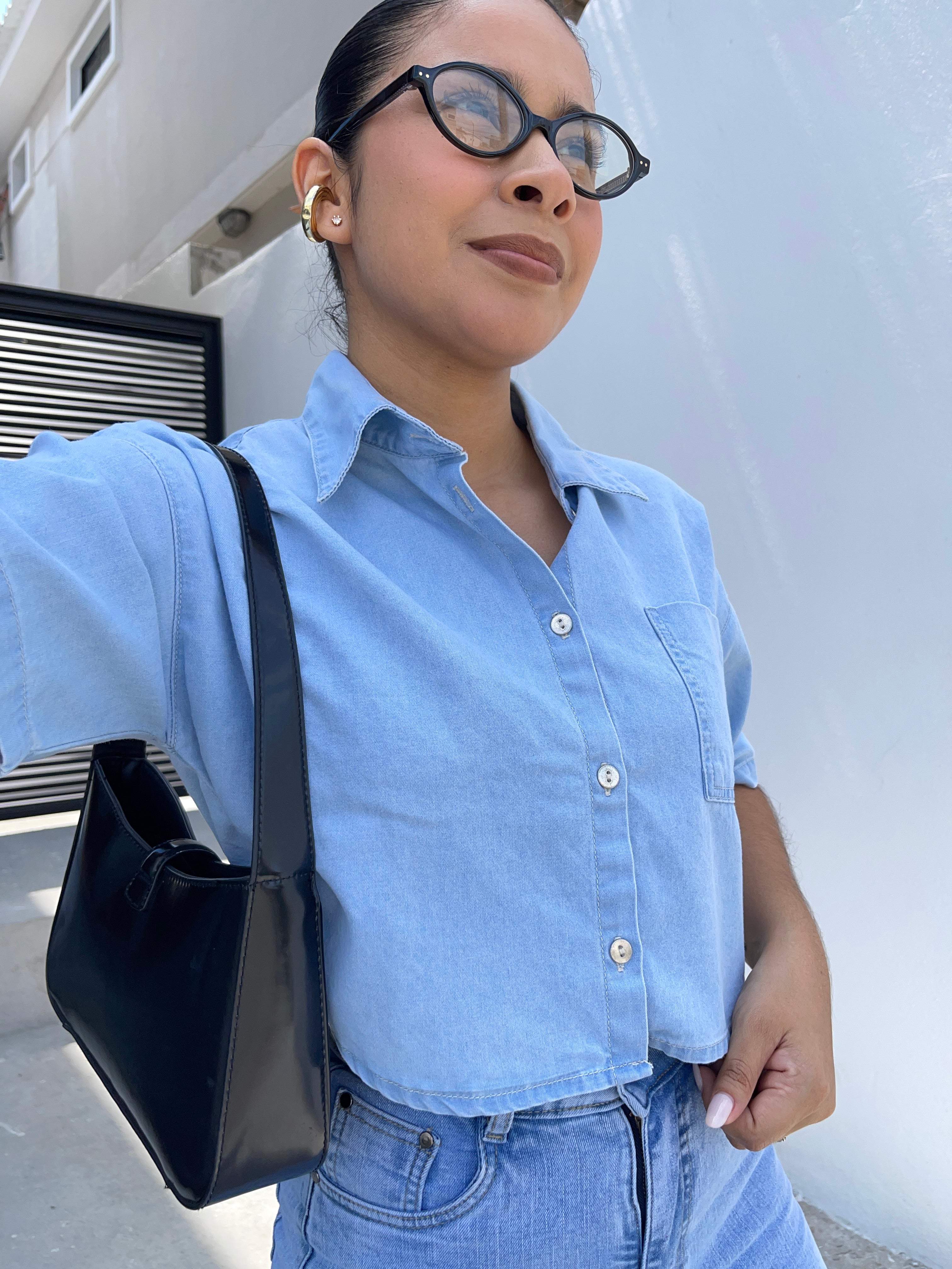Cami Cropped denim liviano