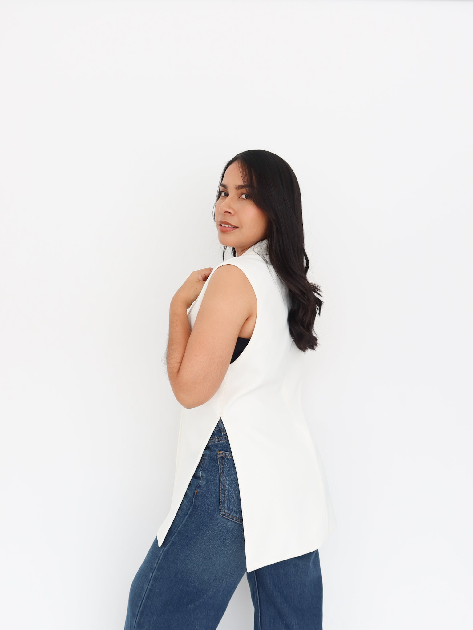 Blazer sin manga beige