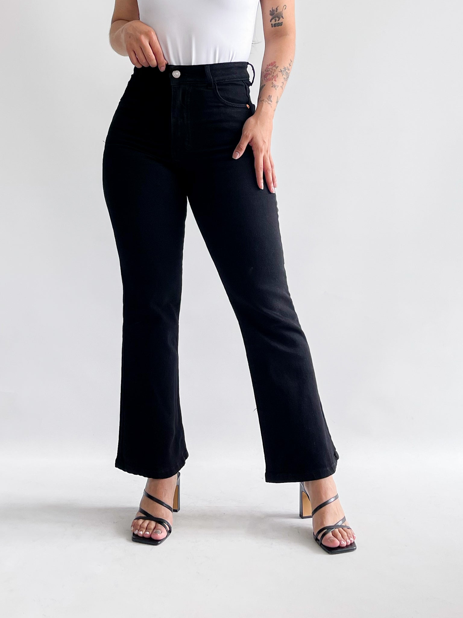 Mini bootcut jeans negro
