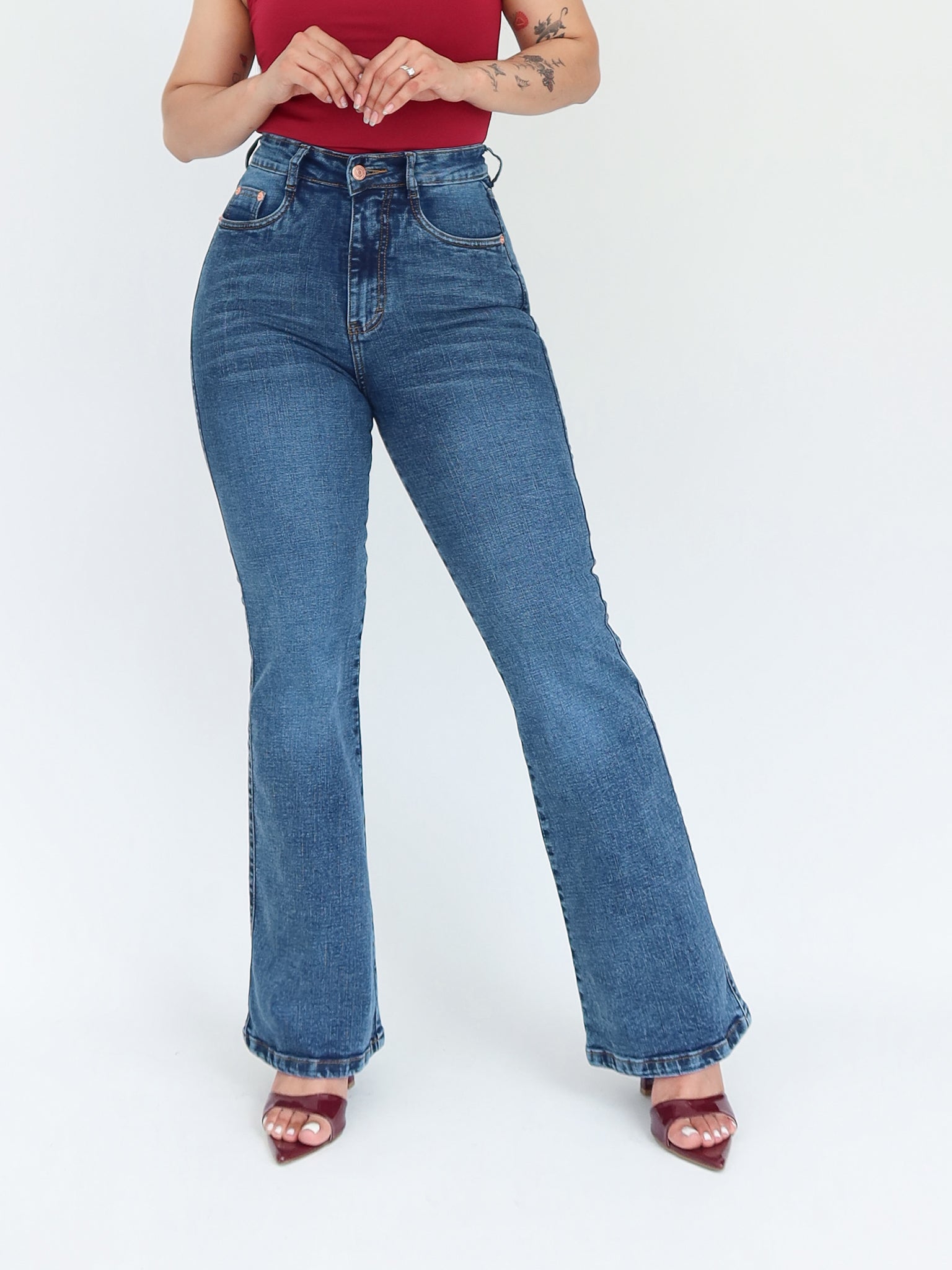 Bootcut regular jeans bigotes azul