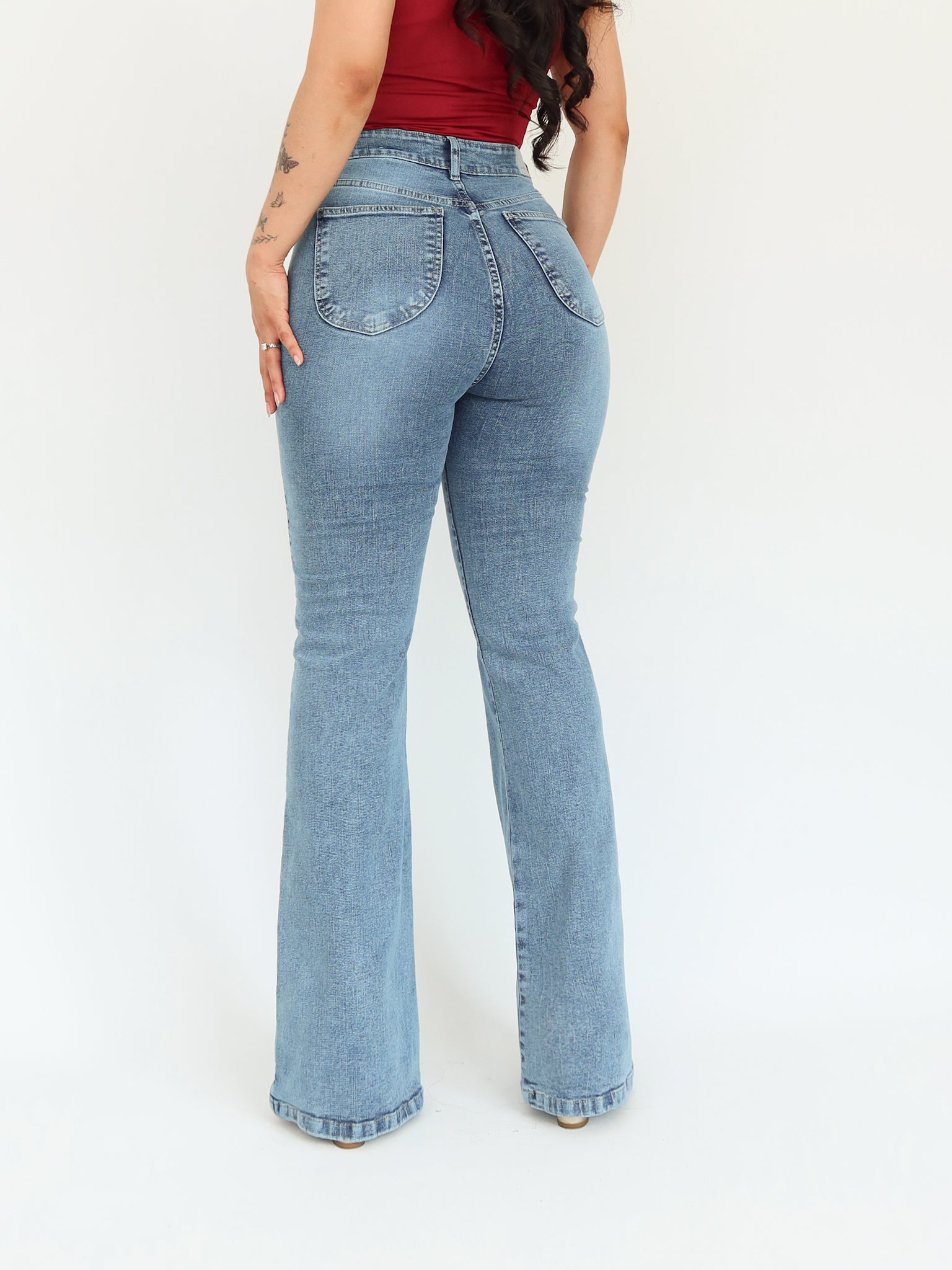 Bootcut long jeans azul medio