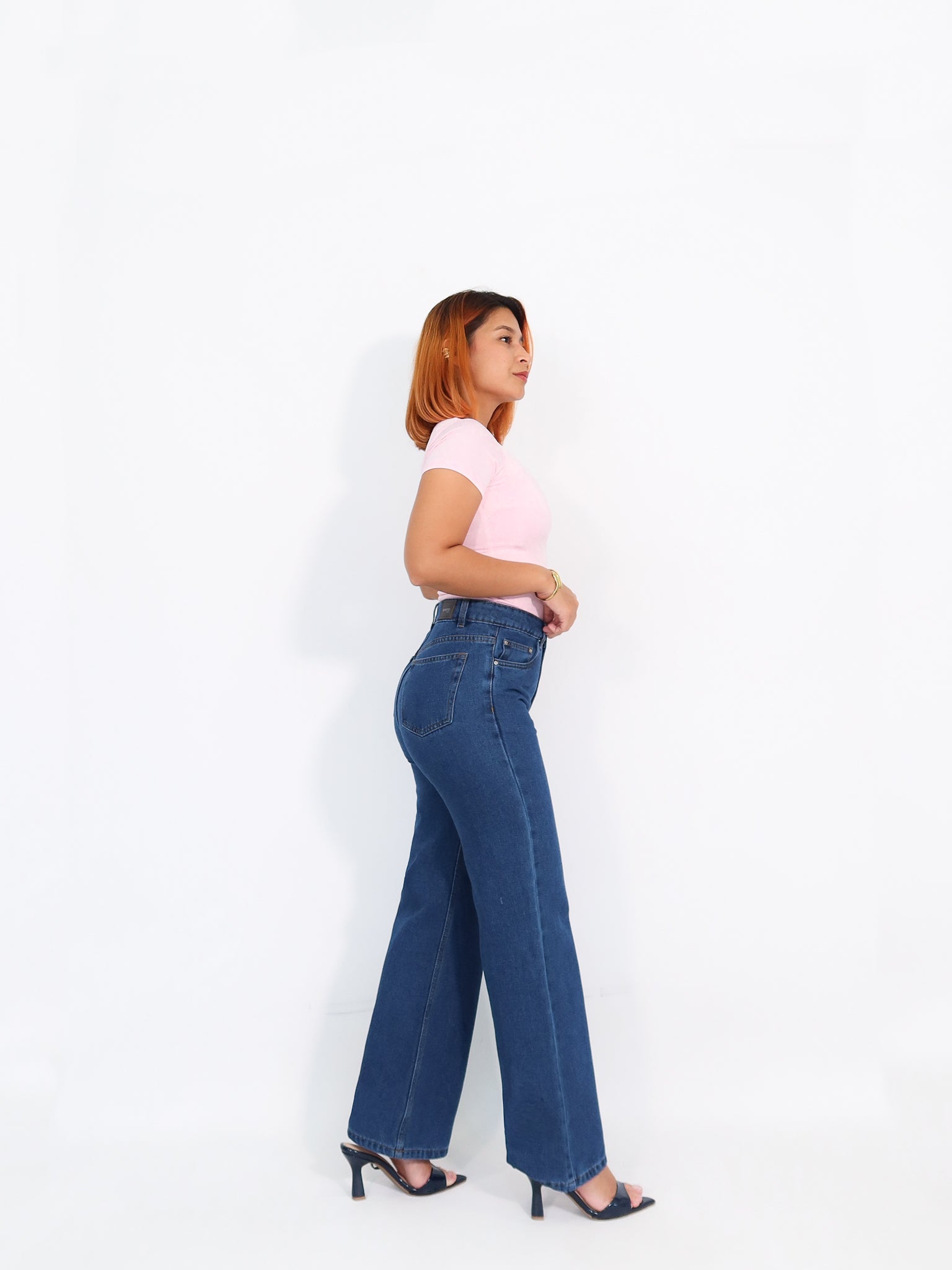 Mom straight regular jeans azul