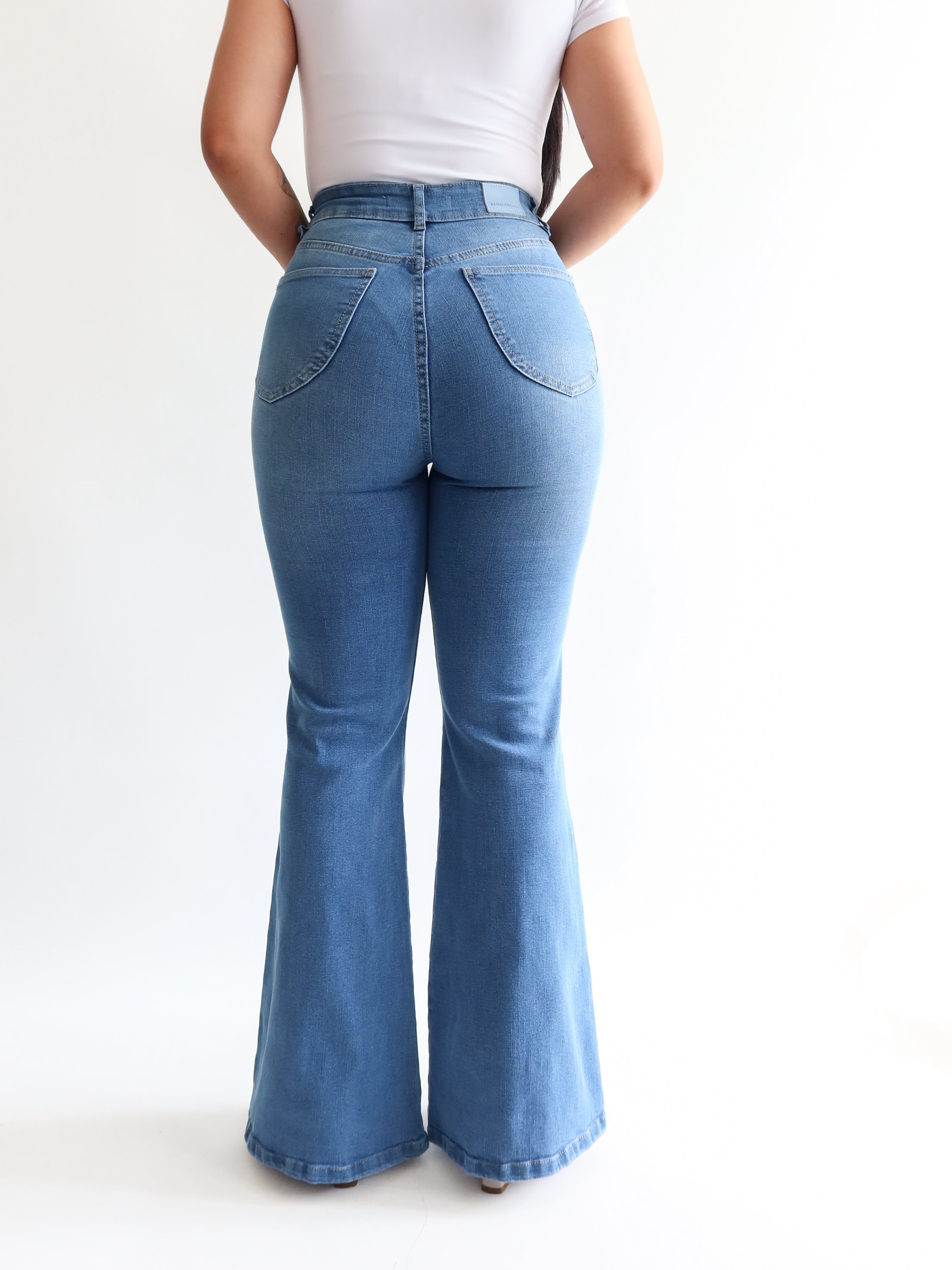 Flare jeans regular azul medio