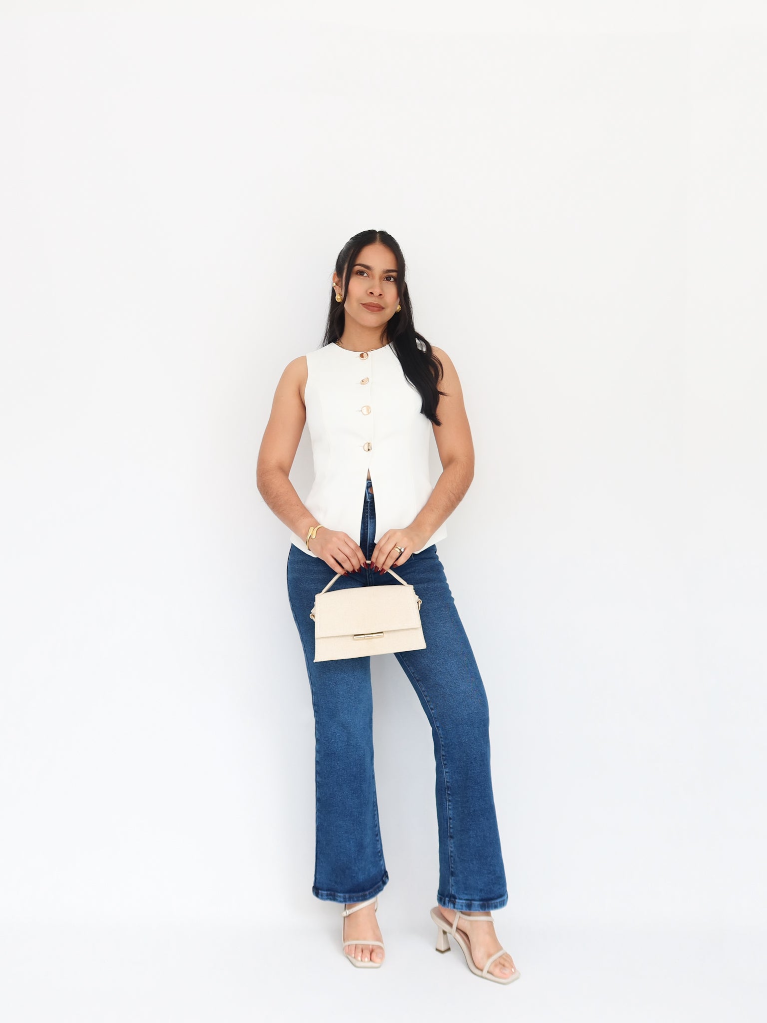 Mini bootcut jeans clasico azul medio
