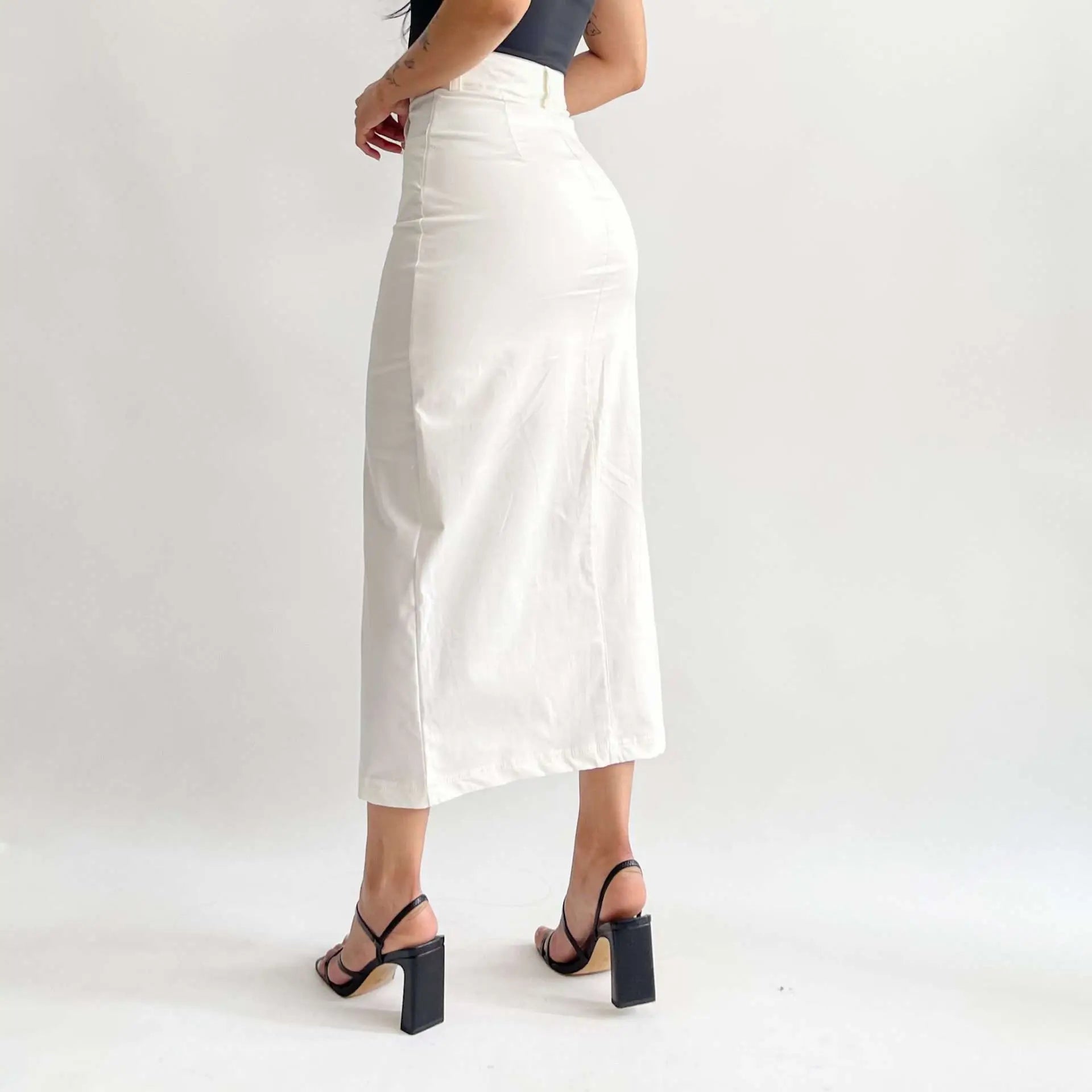 Maxi falda drill beige