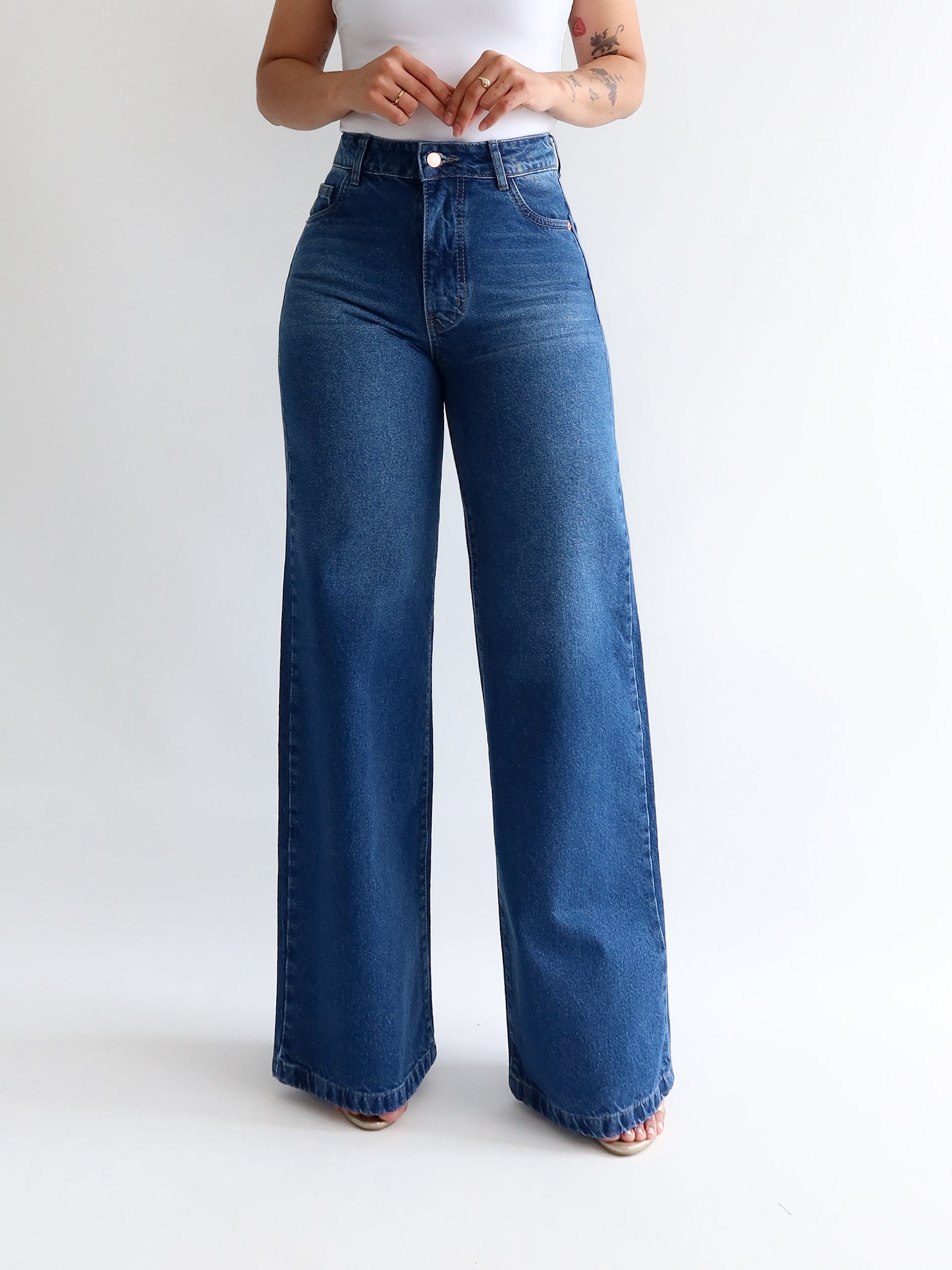 Wide leg jeans regular azul