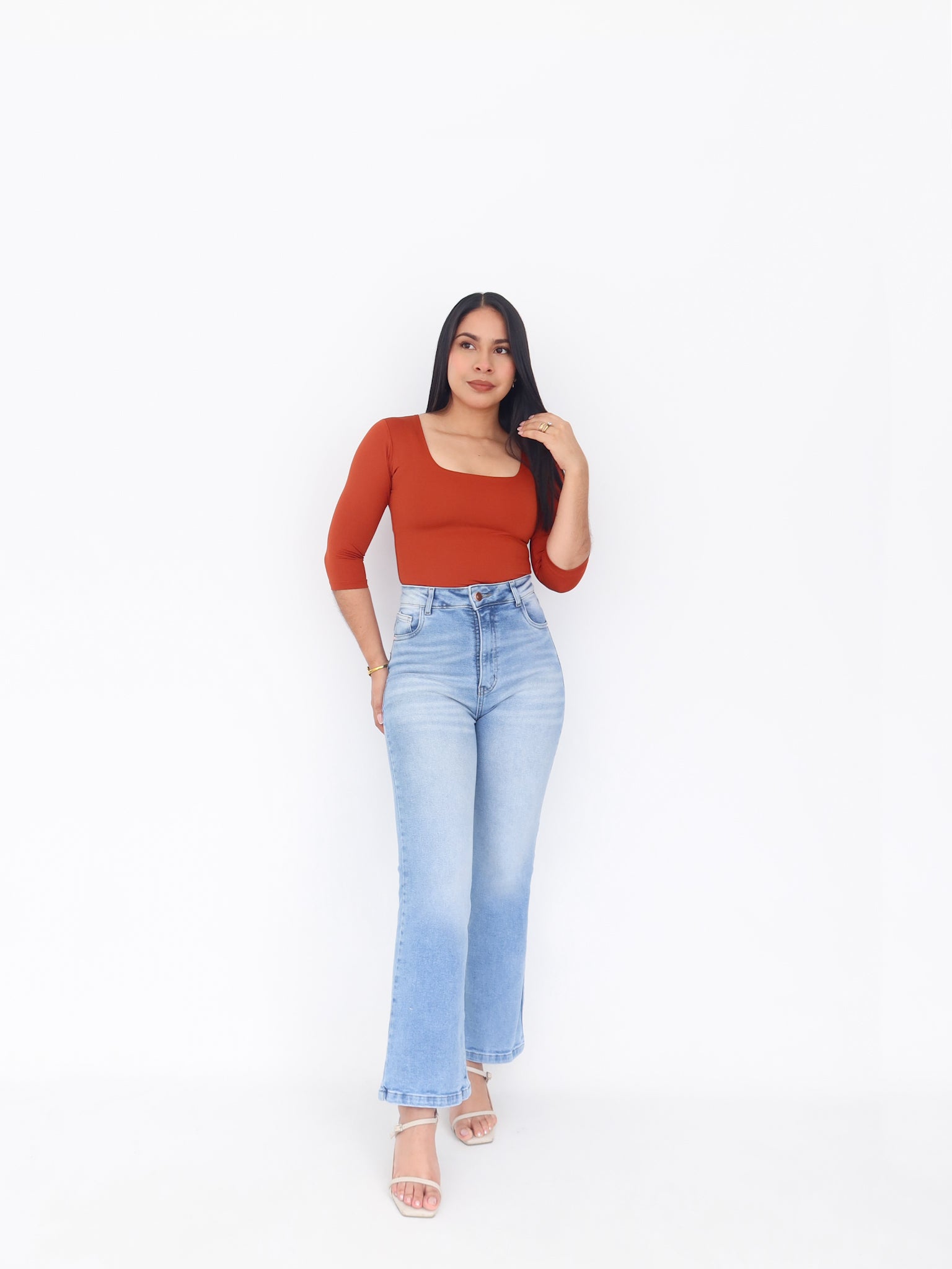 Mini bootcut jeans clasico azul claro