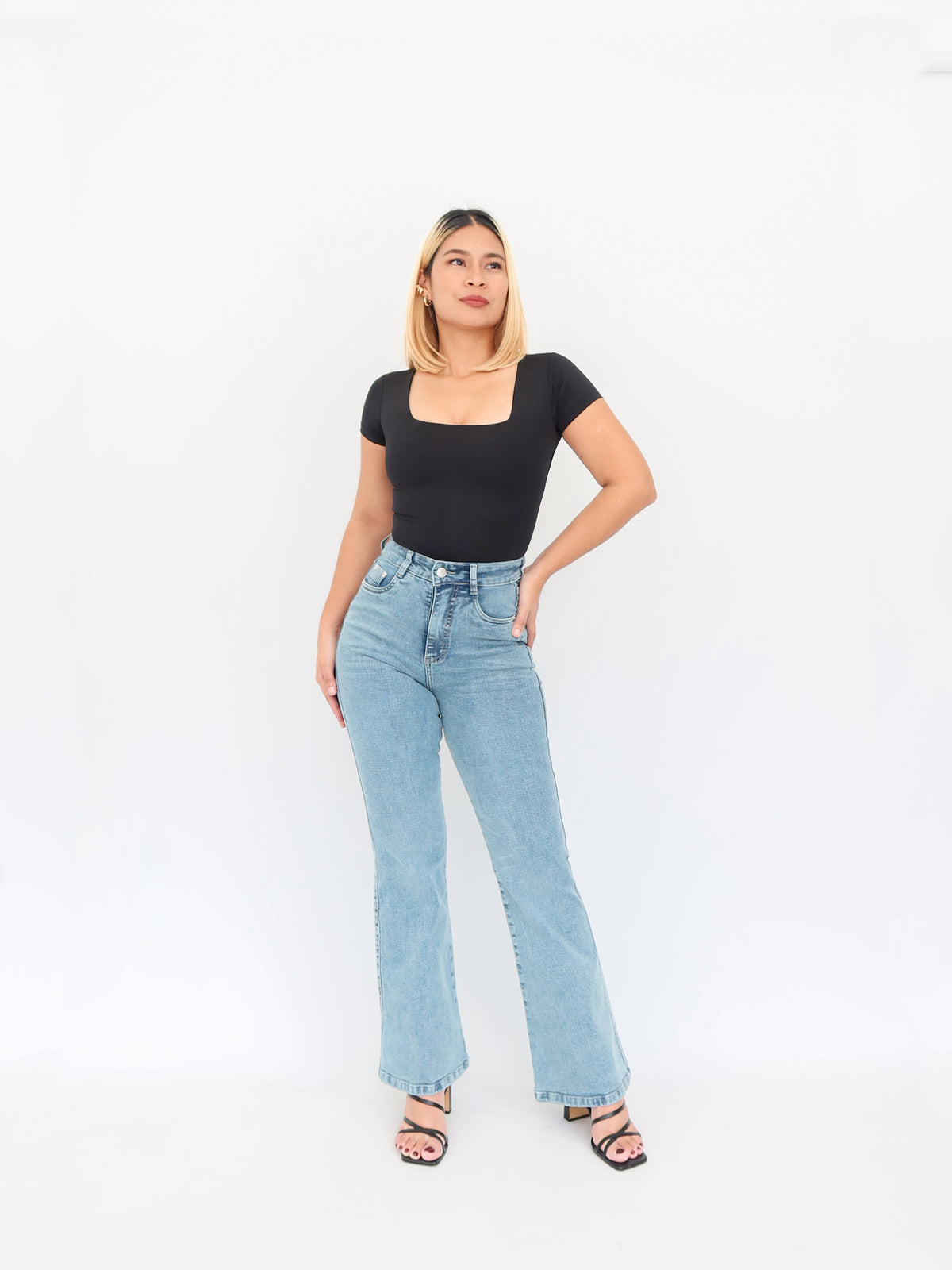 Bootcut regular jeans bigotes azul verdoso