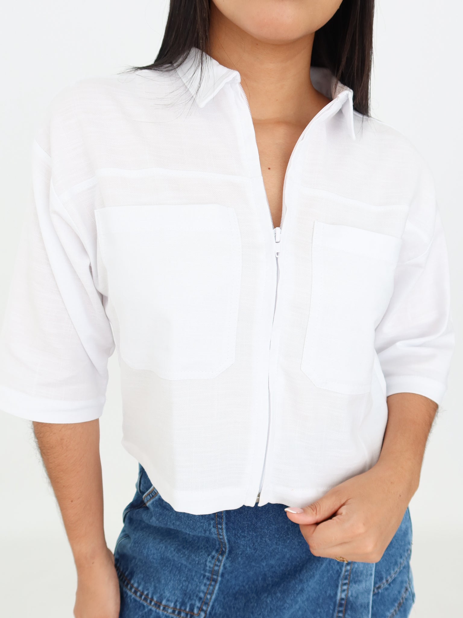 Cami cropped roma blanca