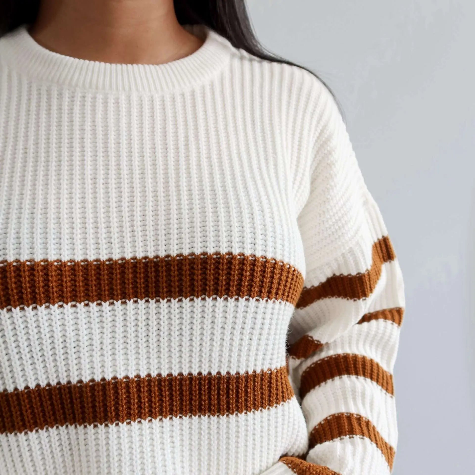 Jersey de punto manga campana cafe