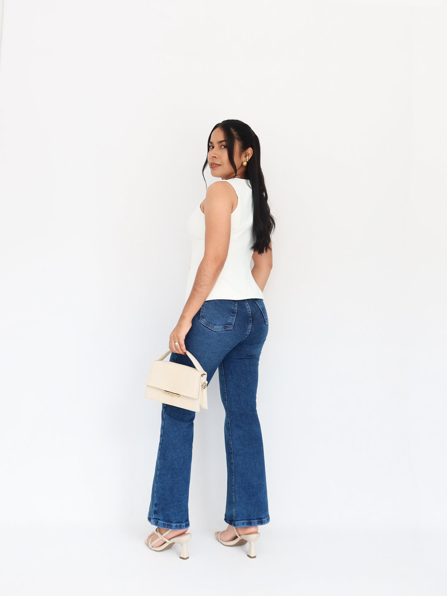 Mini bootcut jeans clasico azul medio