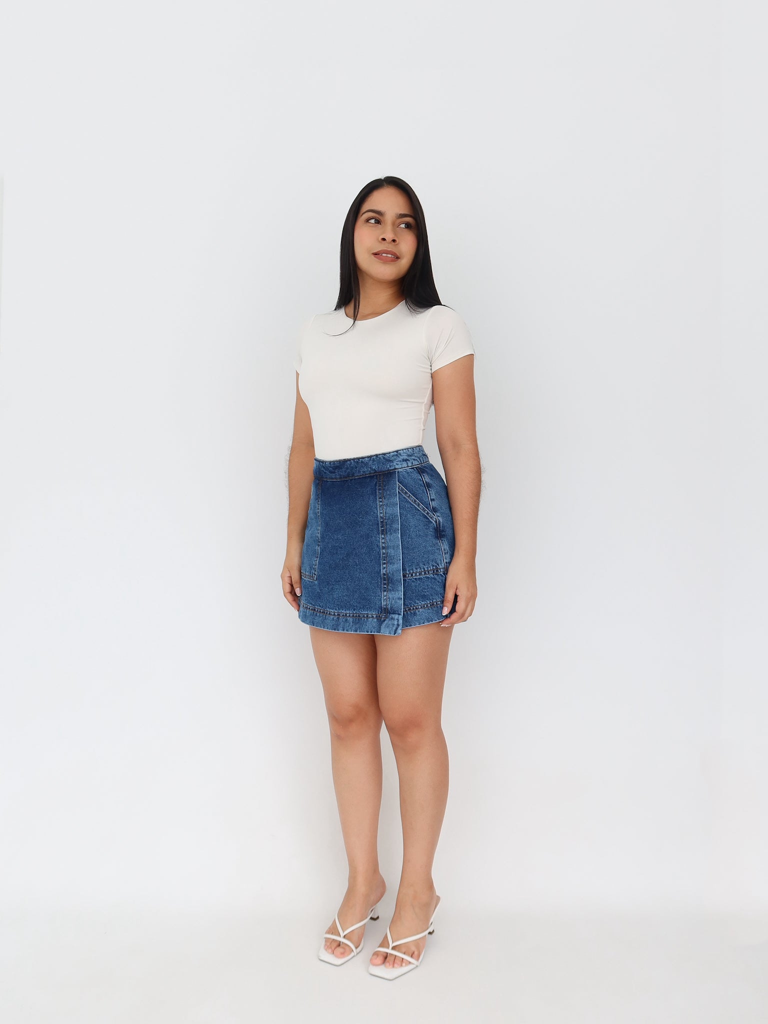 Falda short topacio azul jaspeado