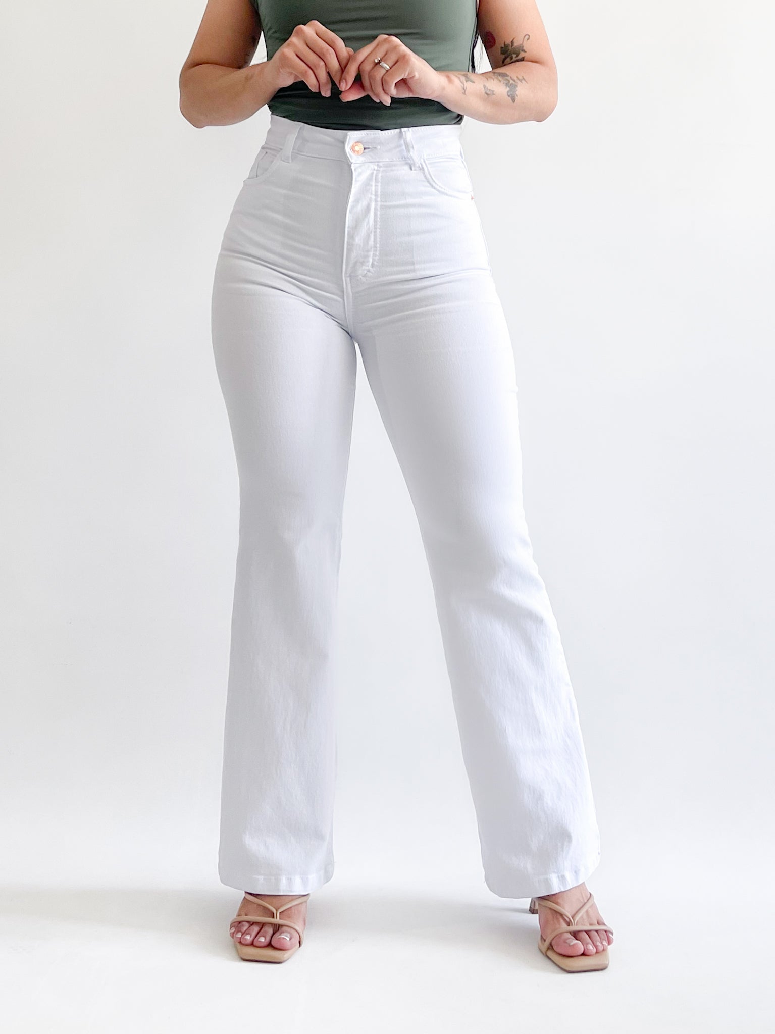 Mini bootcut jeans blanco