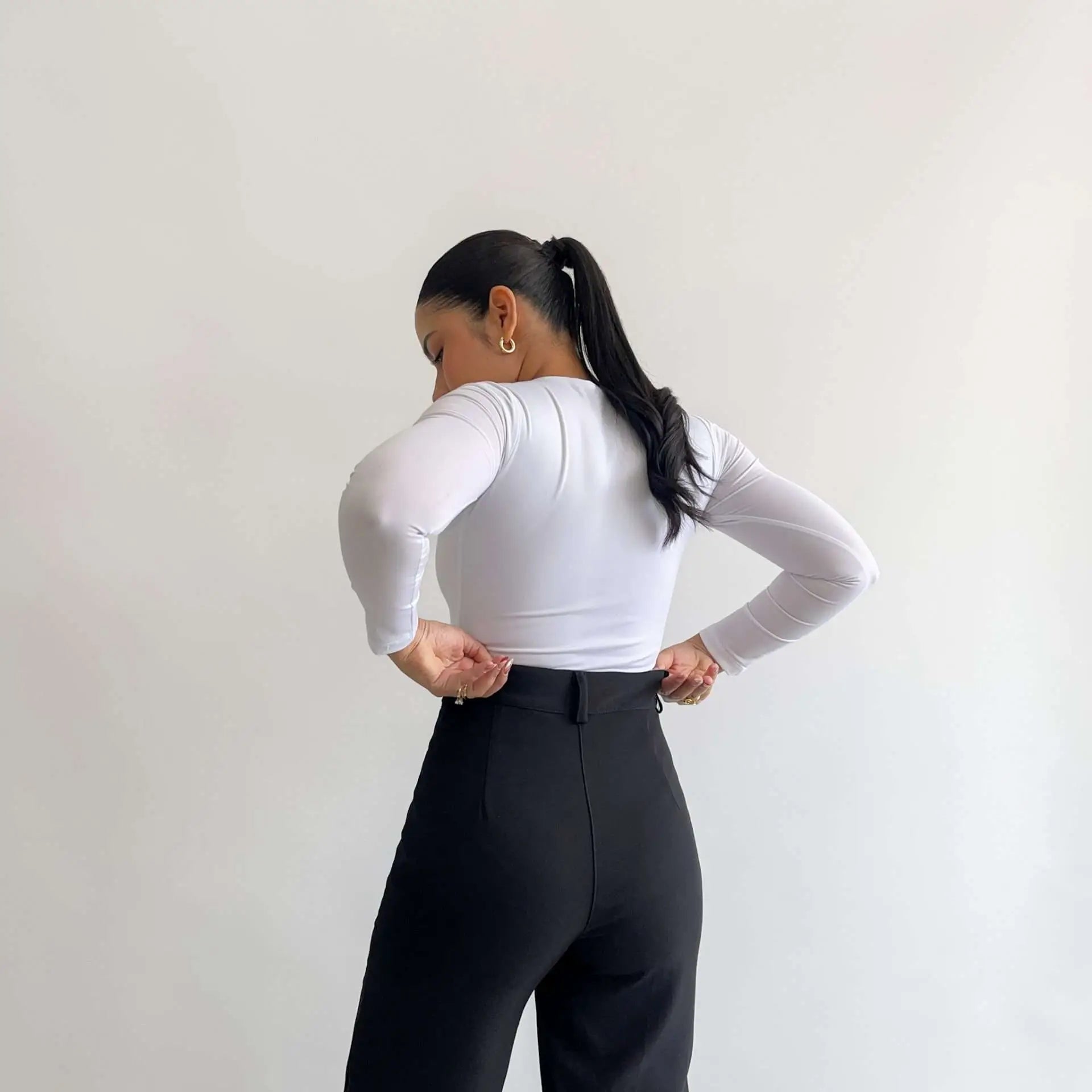 Body manga larga blanco
