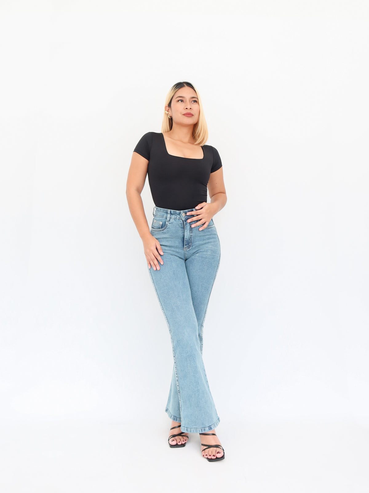 Bootcut regular jeans bigotes azul verdoso