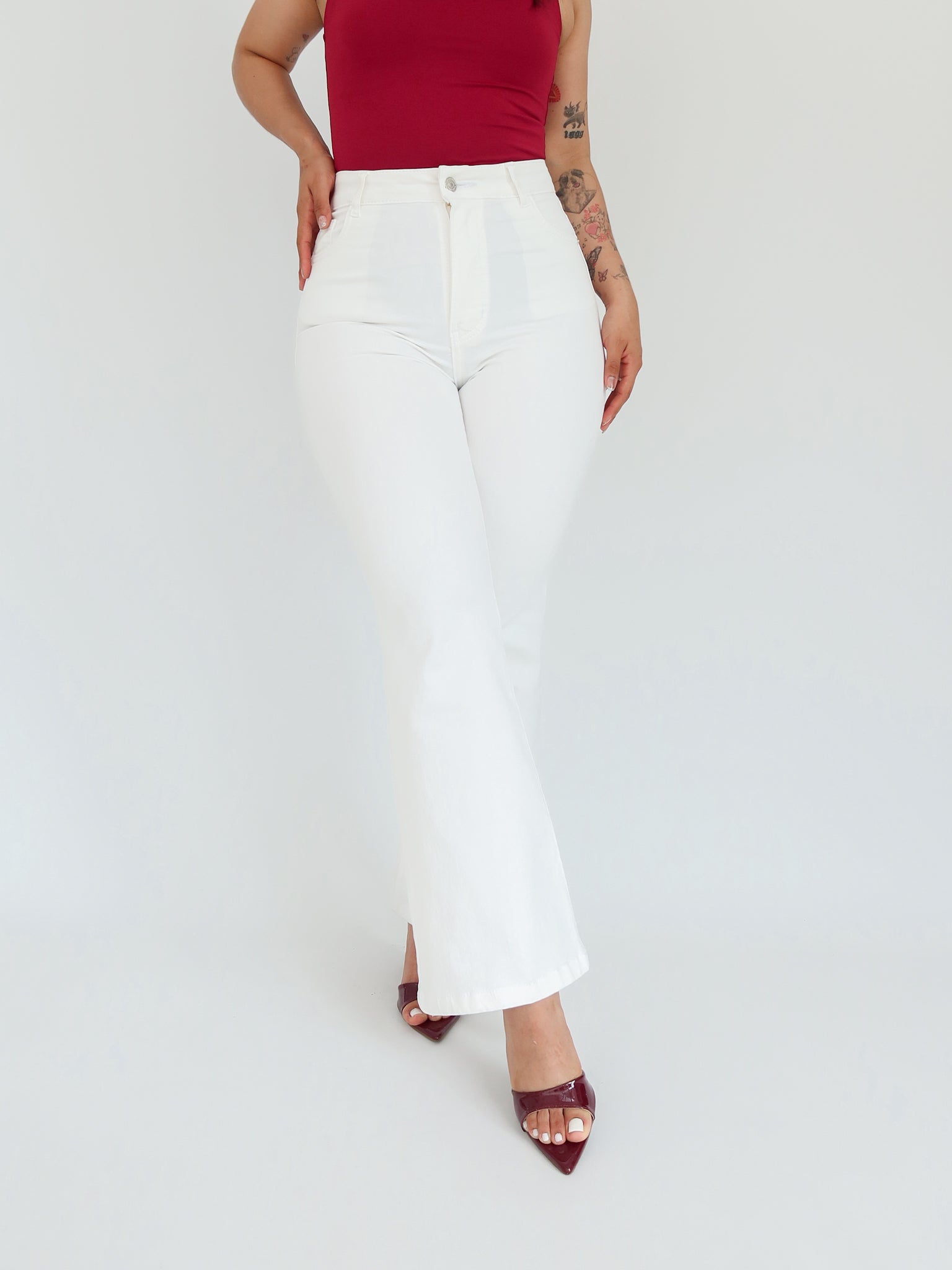 Mini bootcut jeans off white