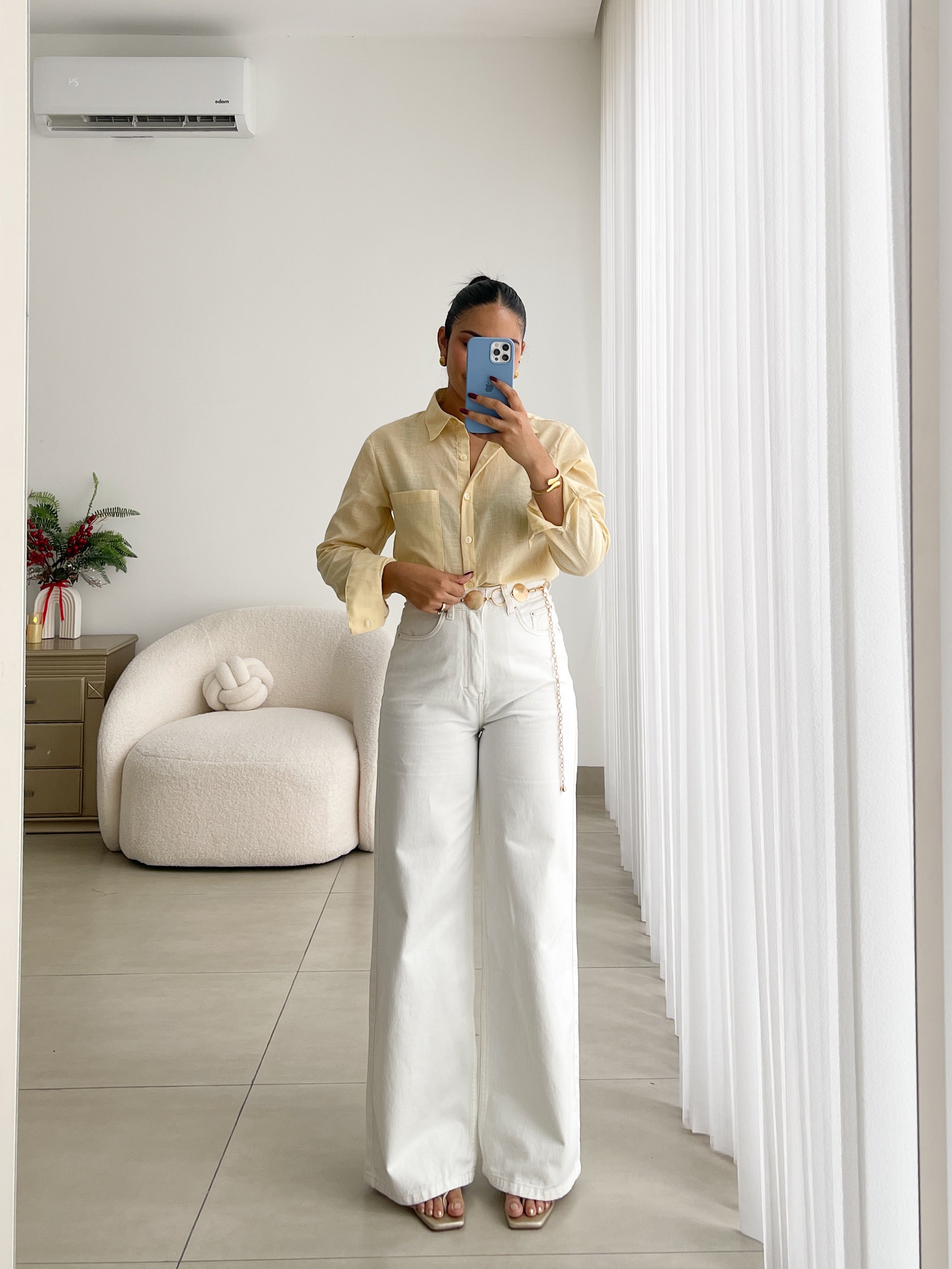 Wide leg regular jeans off white