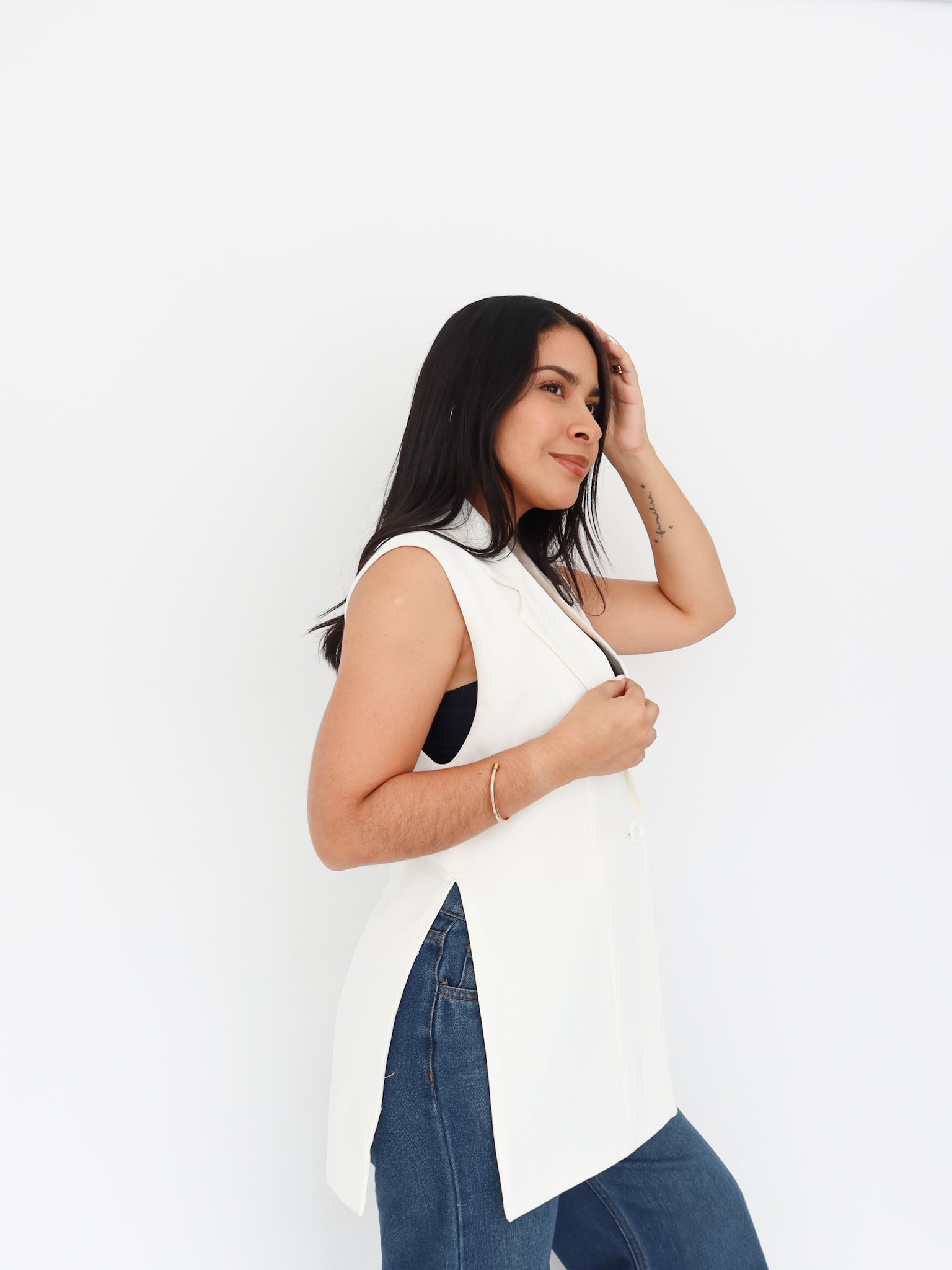 Blazer sin manga beige