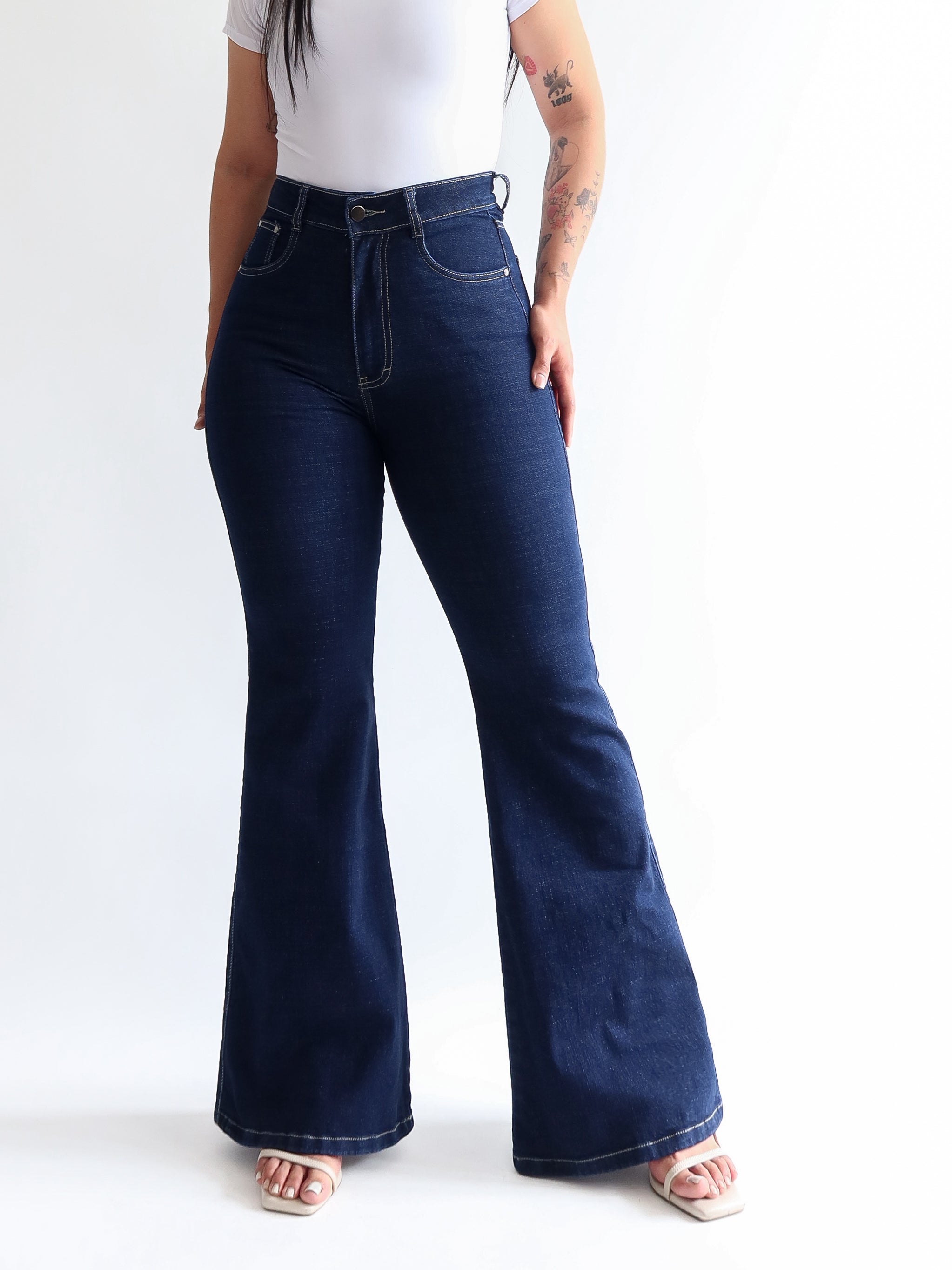 Flare jeans regular azul oscuro
