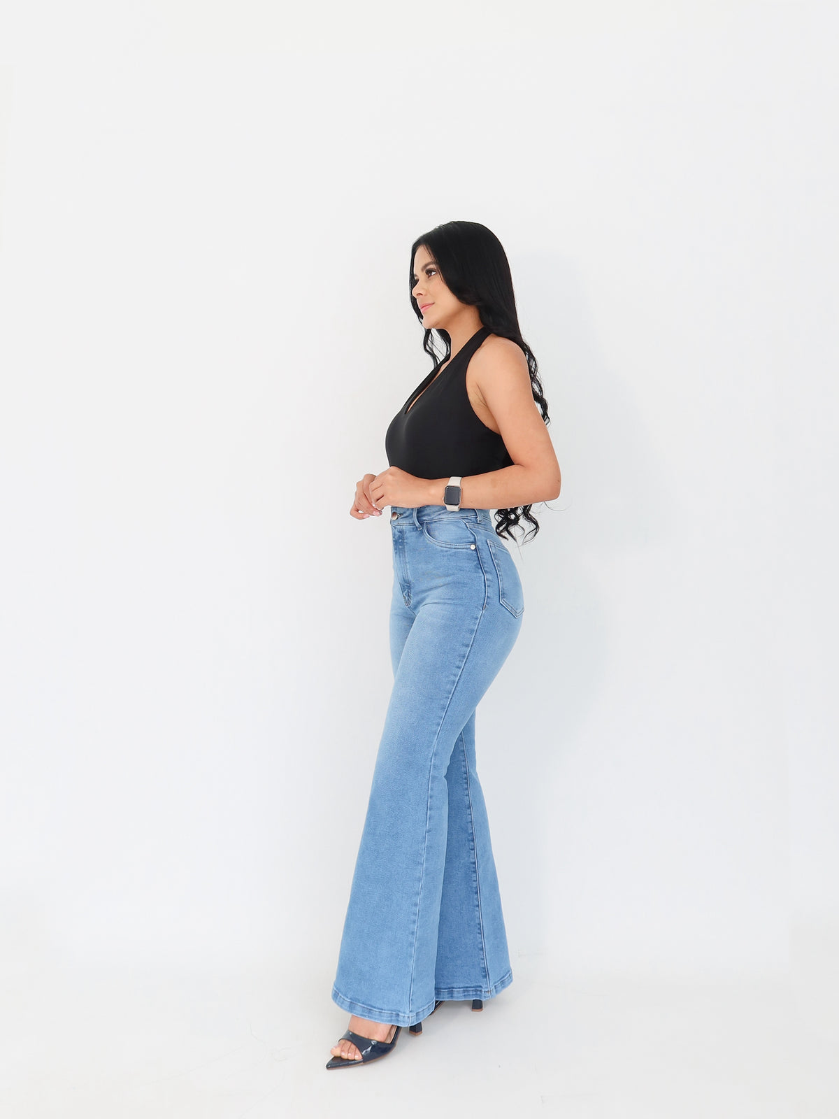 Flare regular jeans azul claro