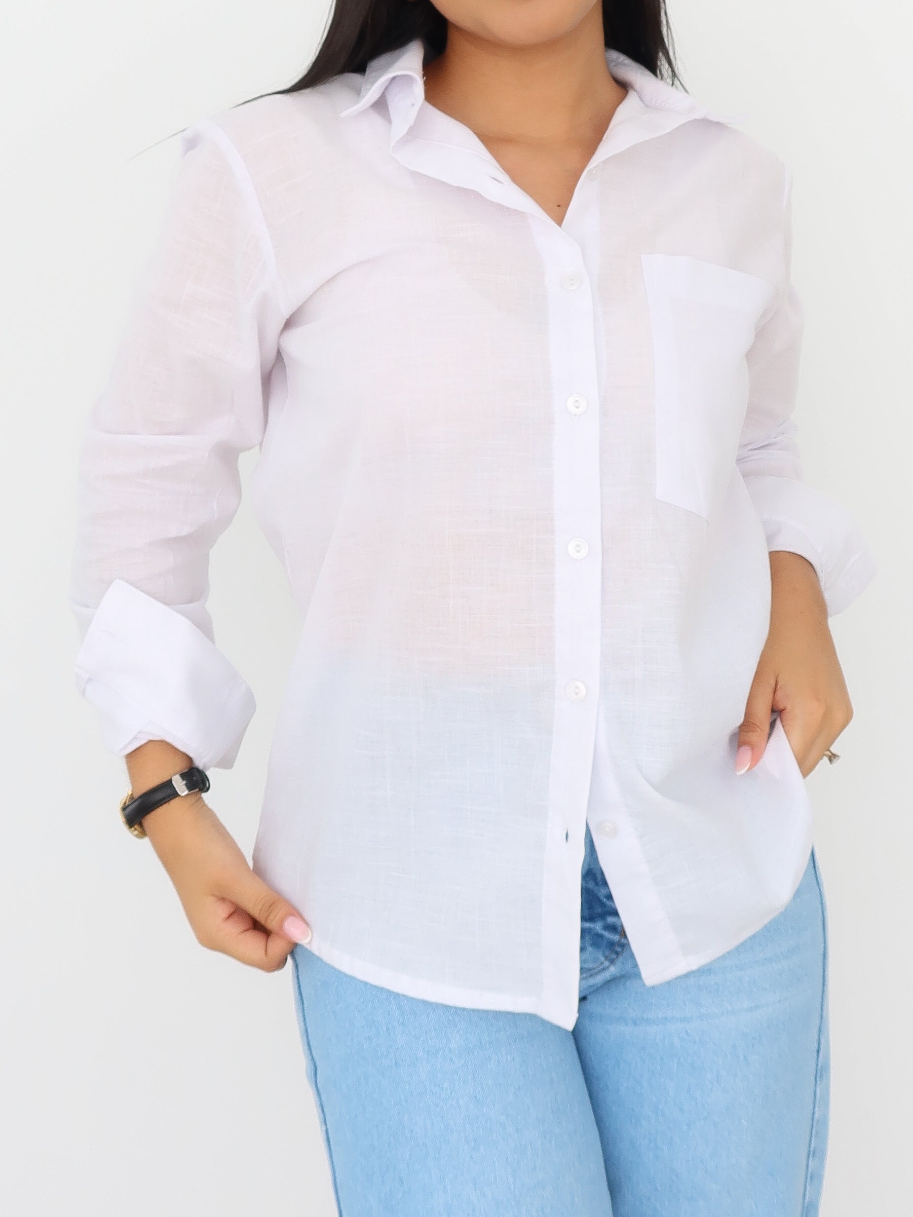 Camisa Oversize lino blanca