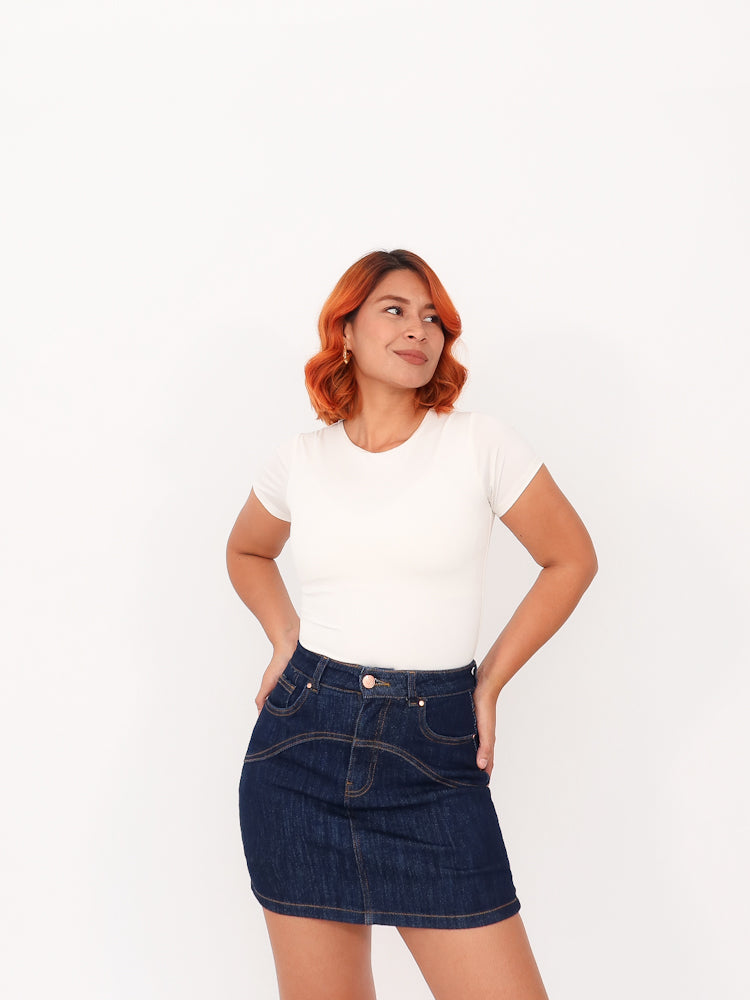 Falda short jeans italia azul oscuro