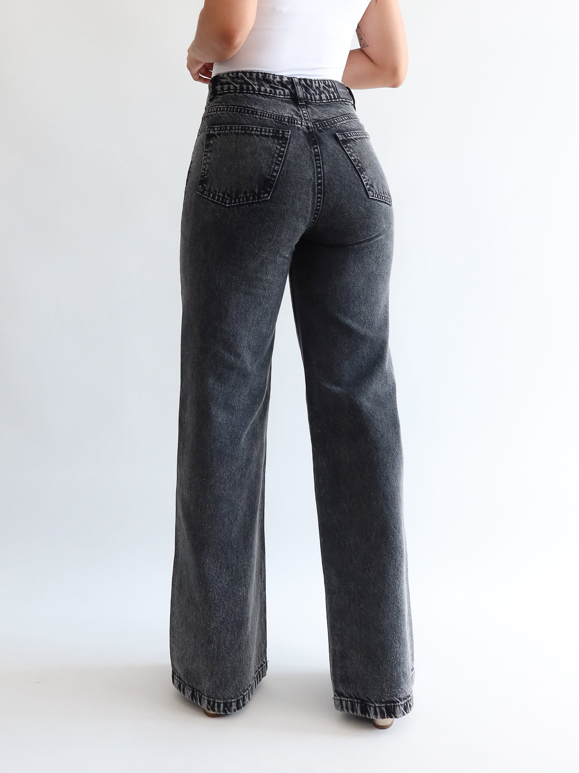 Wide leg jeans regular gris