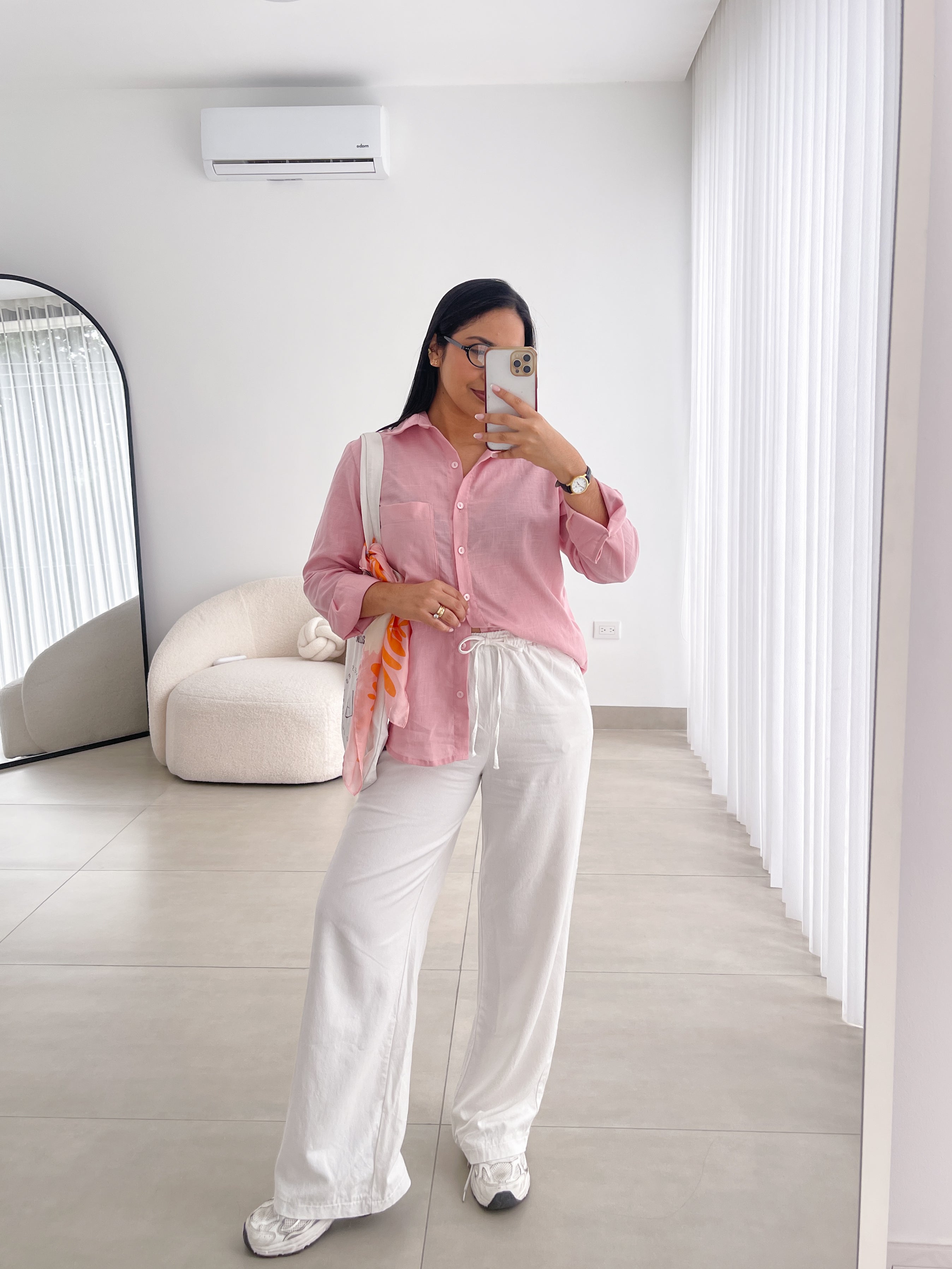 Camisa Oversize lino rosada