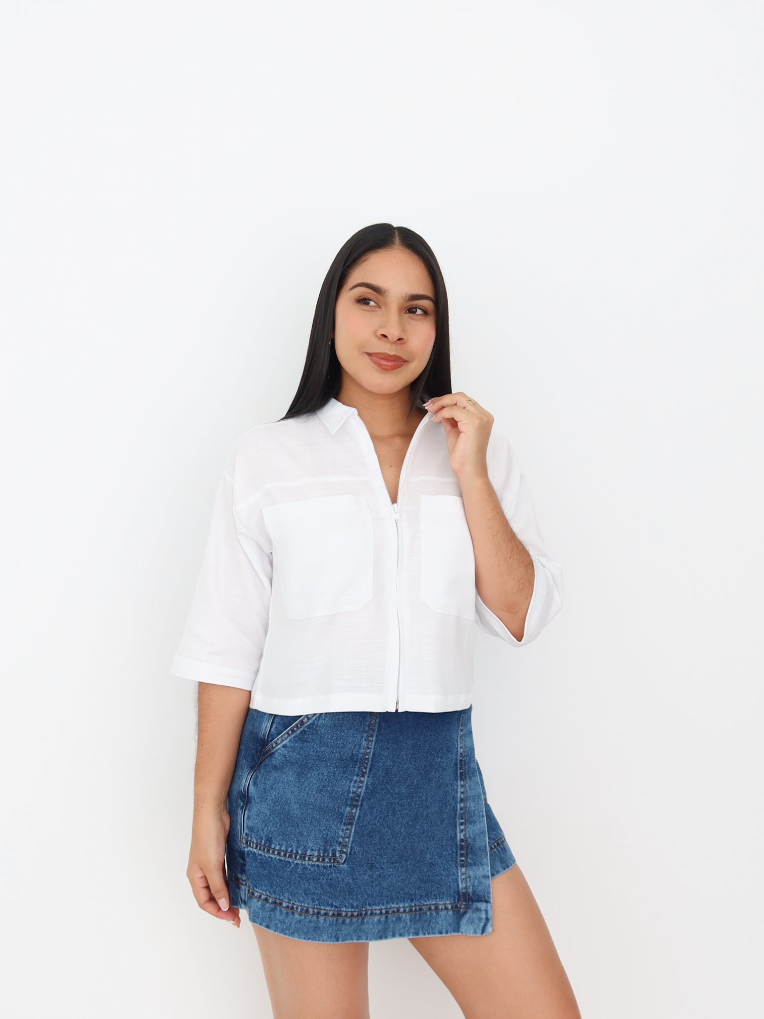 Cami cropped roma blanca