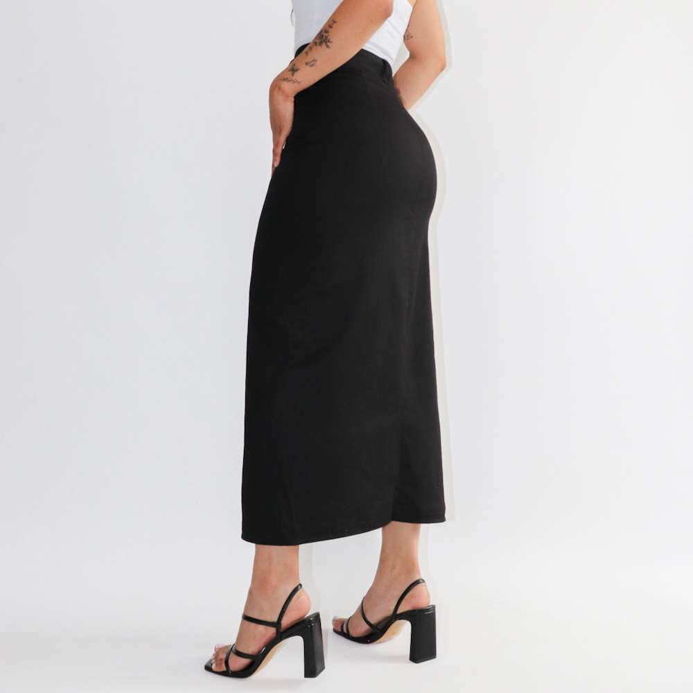 Maxi falda drill negra
