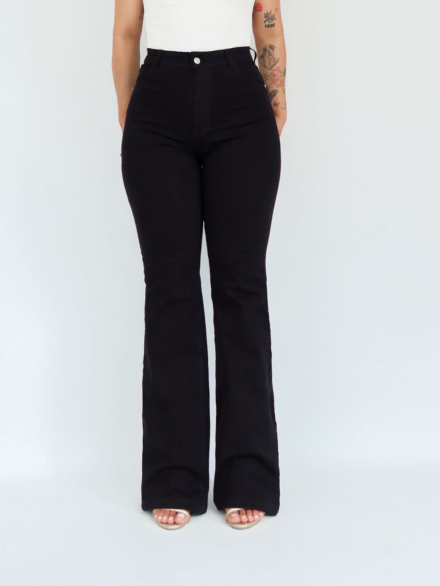 Bootcut long jeans negro