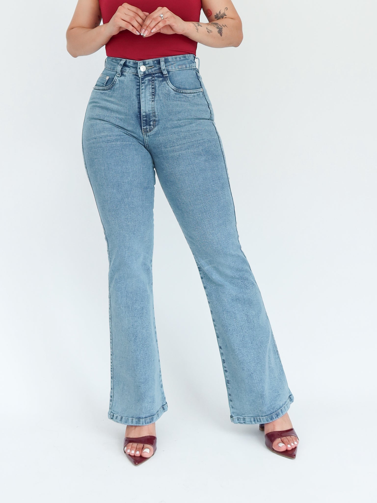 Bootcut regular jeans bigotes azul verdoso