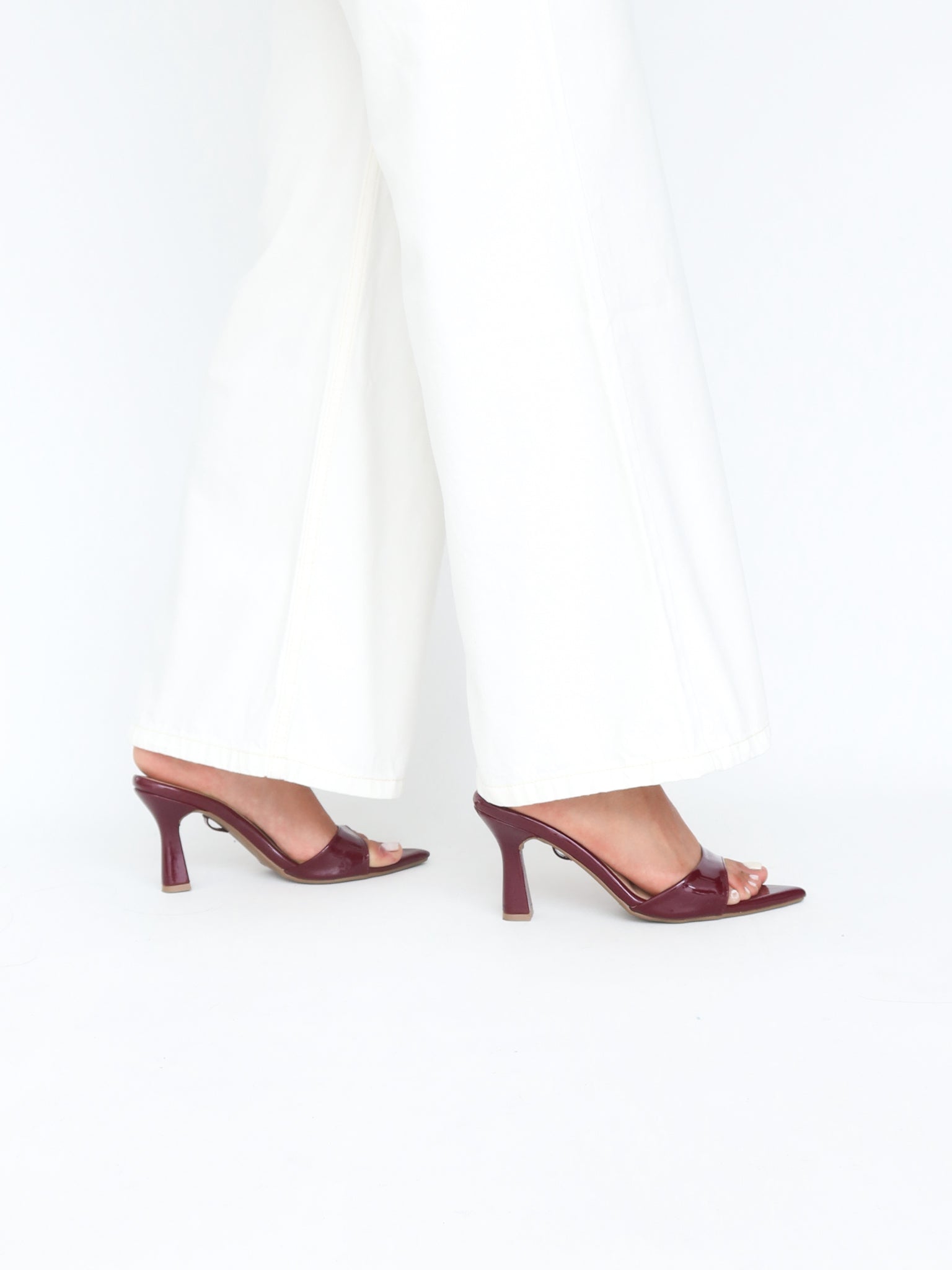 Mini wide leg jeans off white