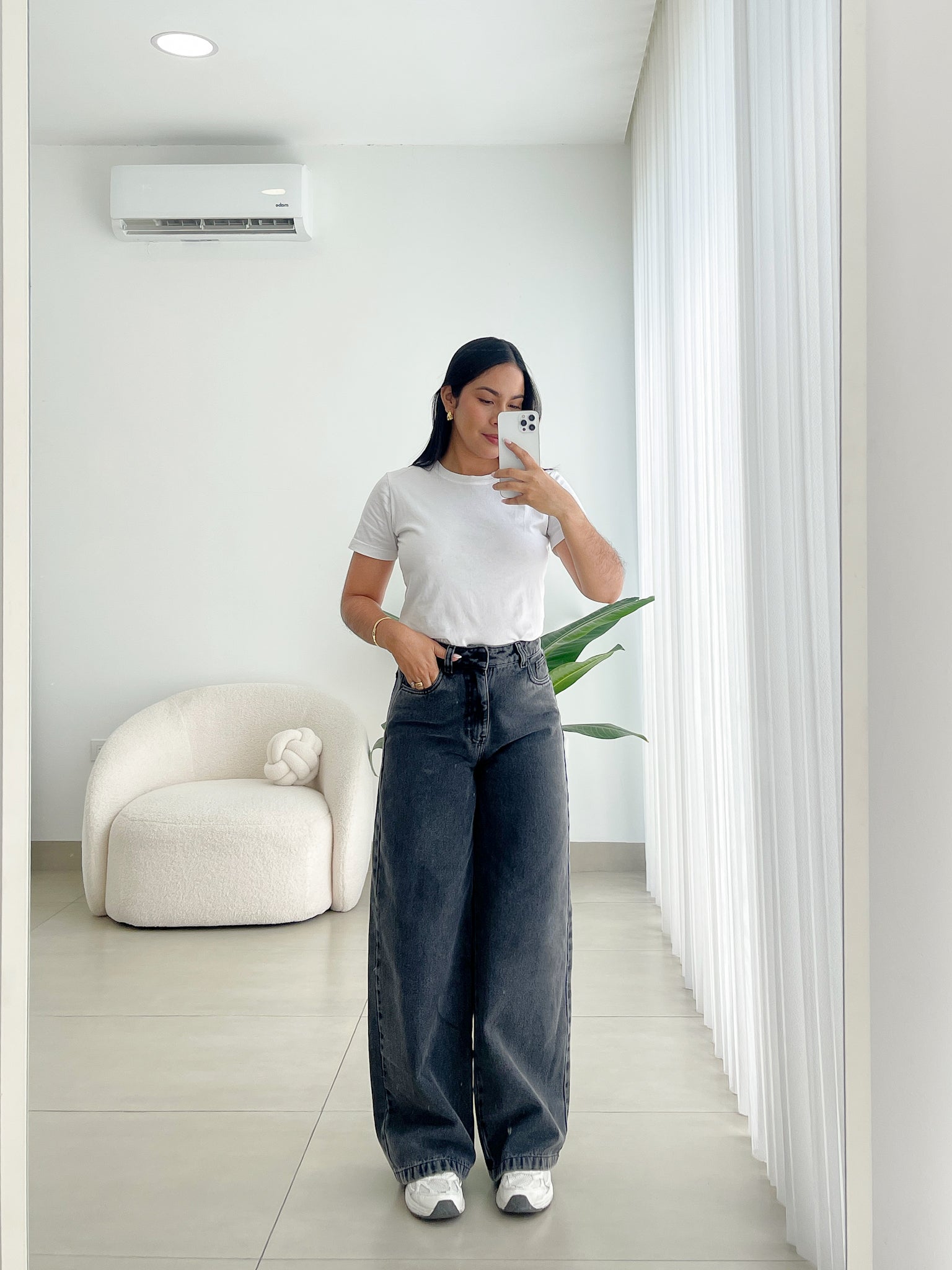 Skater regular jeans gris