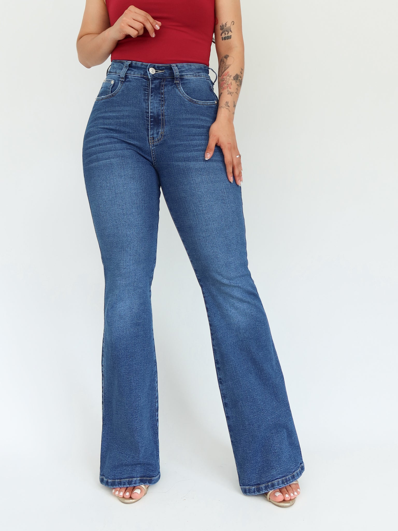 Bootcut long jeans azul