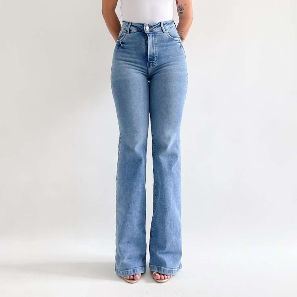 Bootcut jeans clásico long con flecha azul claro