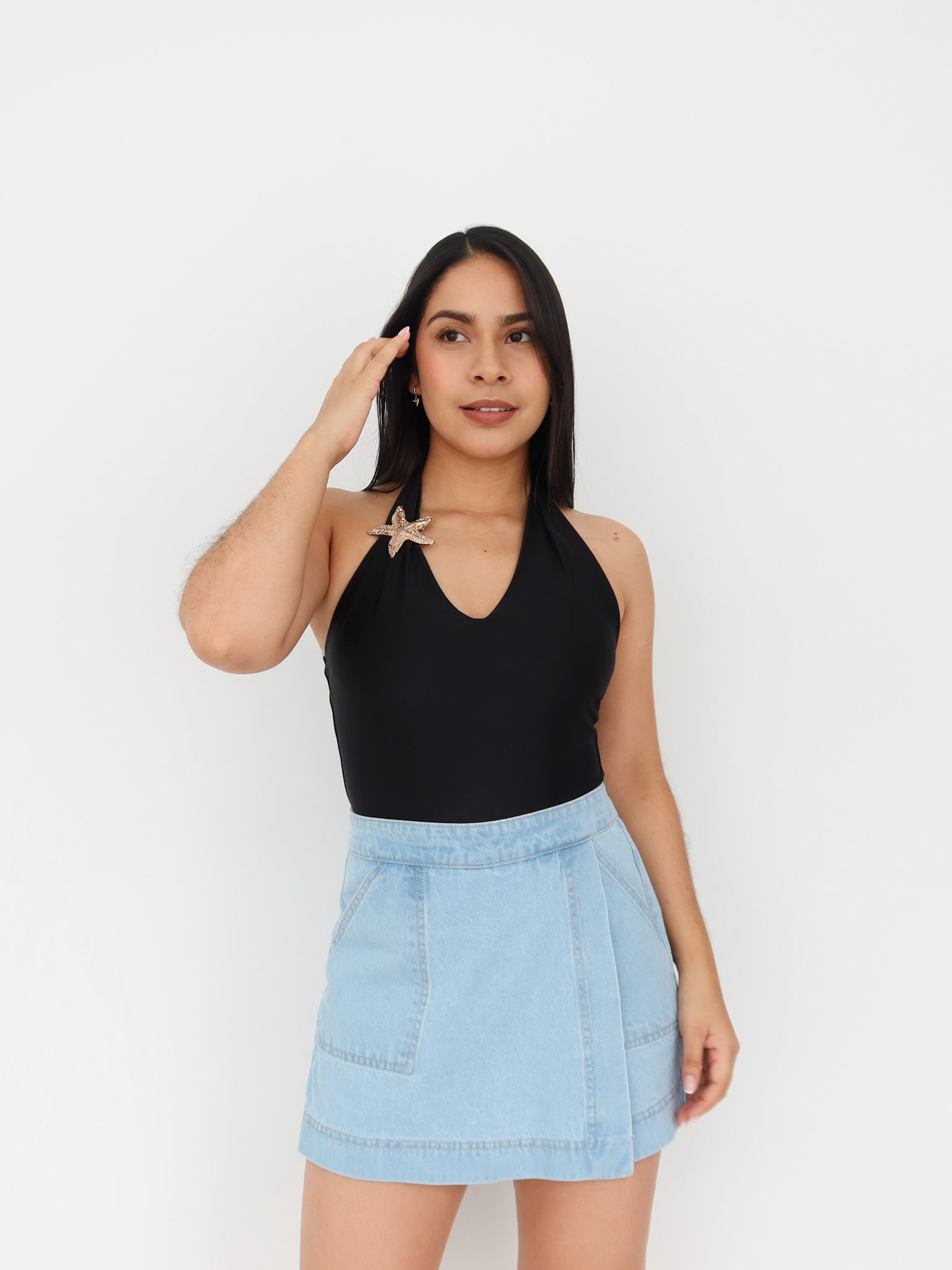 Falda short topacio azul hielo