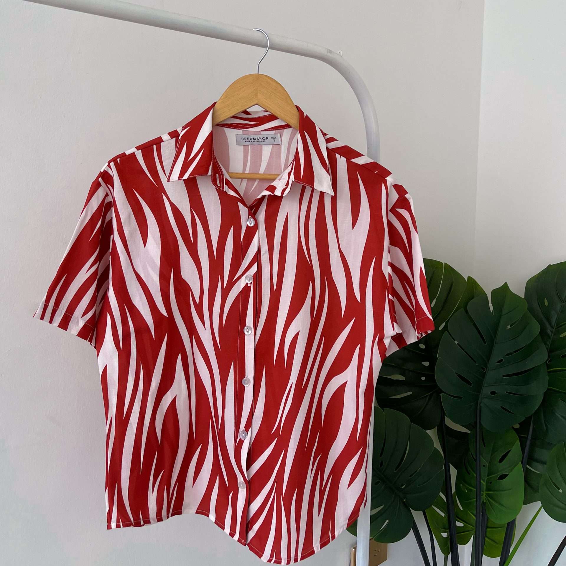 Camisa manga corta cebra terracota